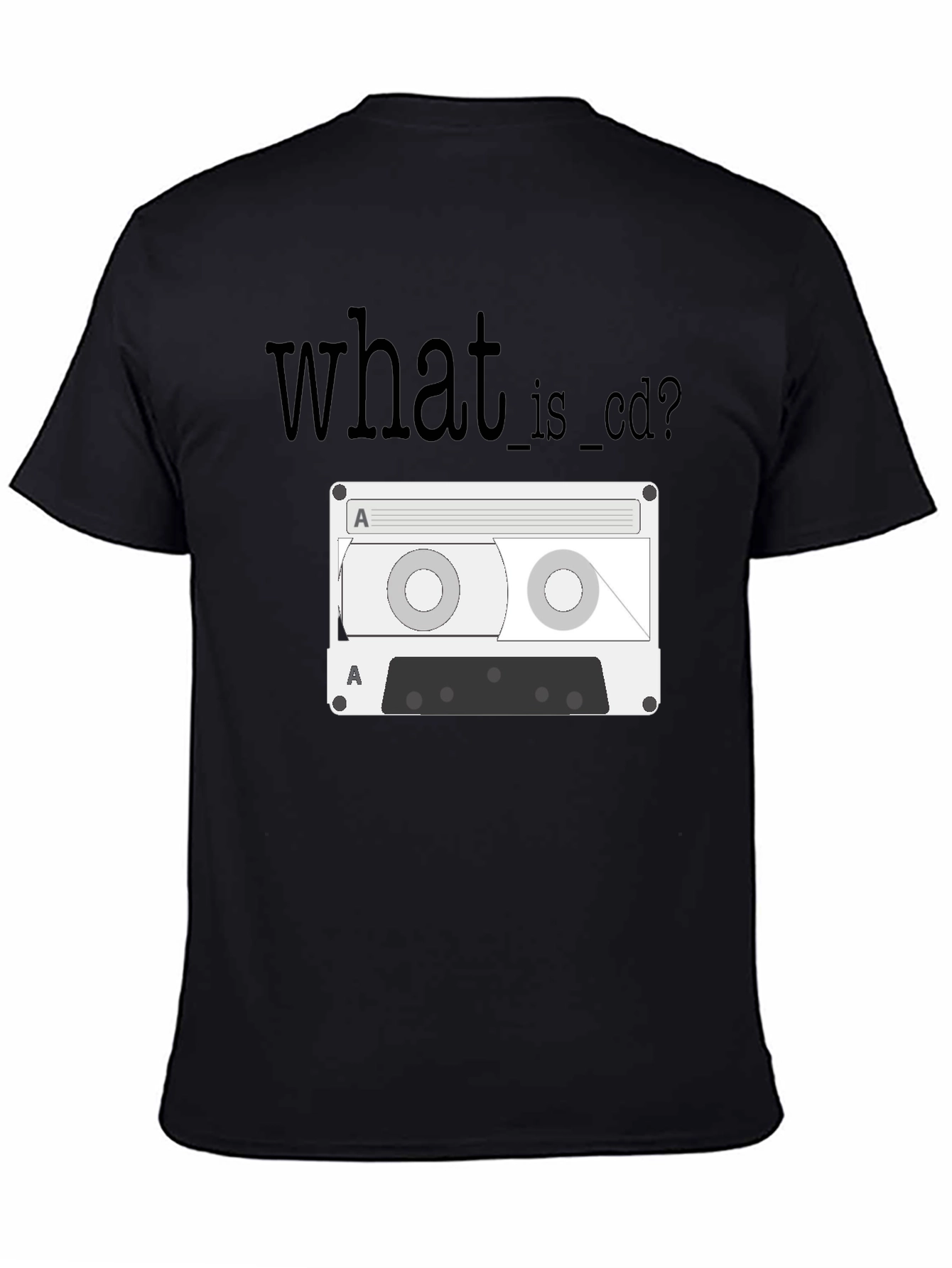 Black Retro Cassette Tape T-Shirt - What is CD? view 4