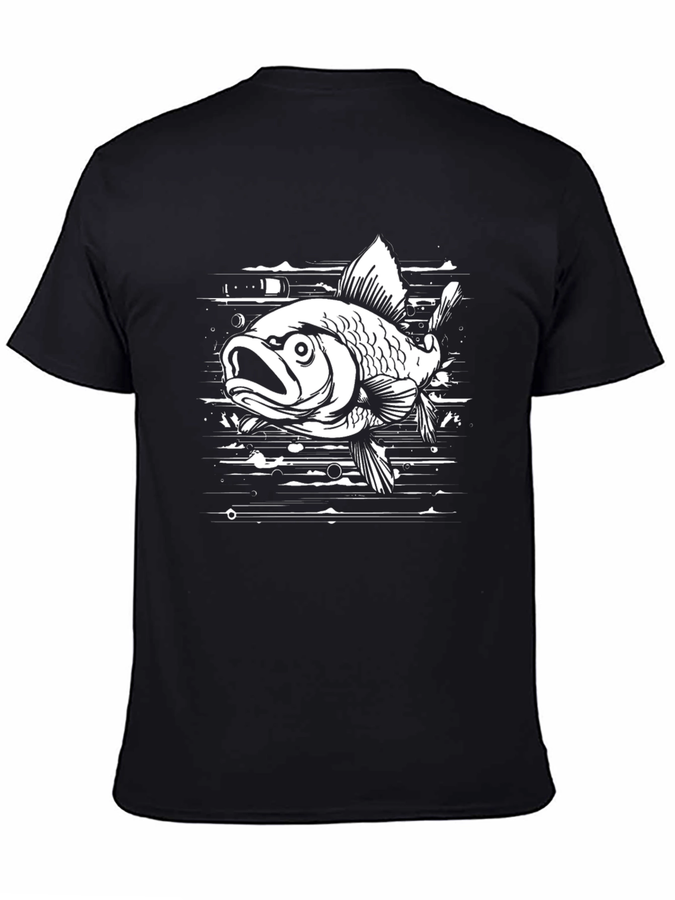 Black Fish Graphic Print Black T-Shirt view 4
