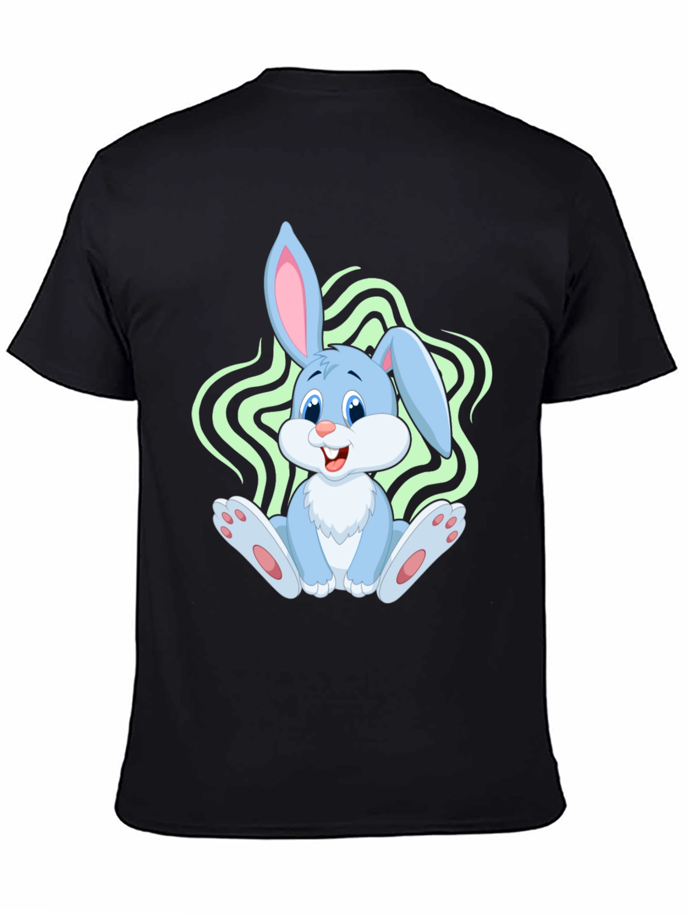 Black Cute Bunny Graphic Tee - Black Cotton Blend view 4
