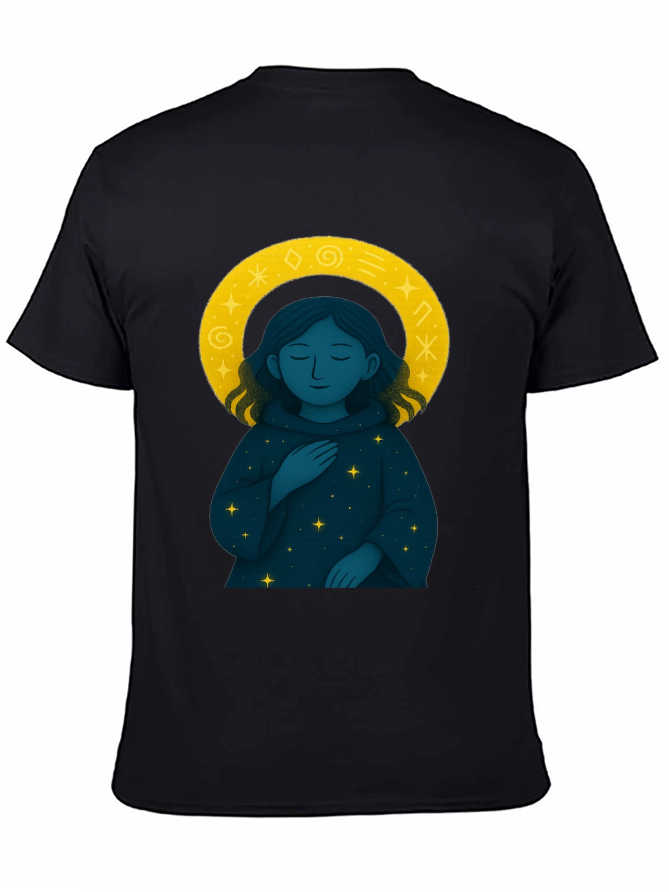Black Celestial Starry Night Graphic Tee - Unisex Black T-Shirt view 4