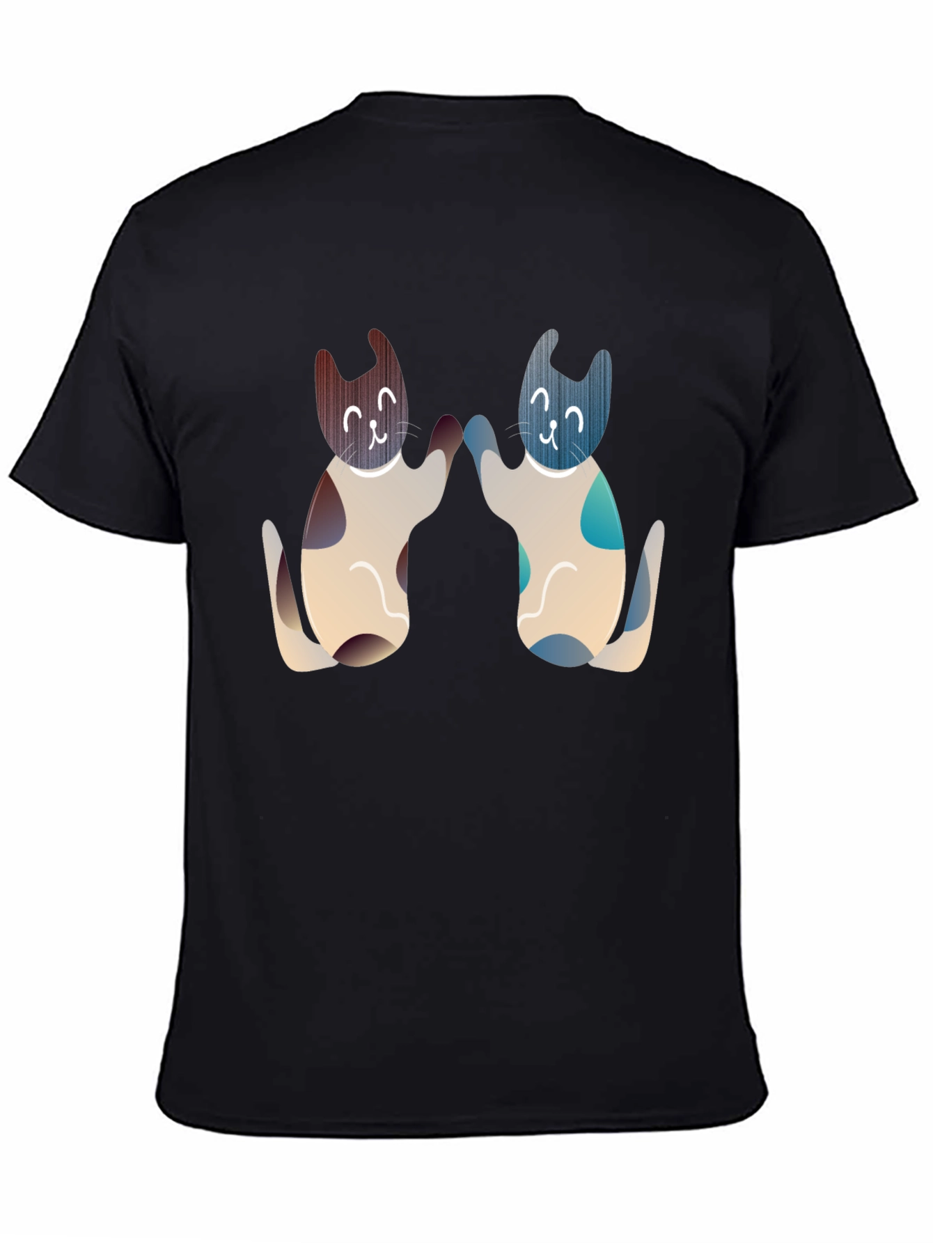 Black Cute Cats High Five Graphic Tee - Black view 4