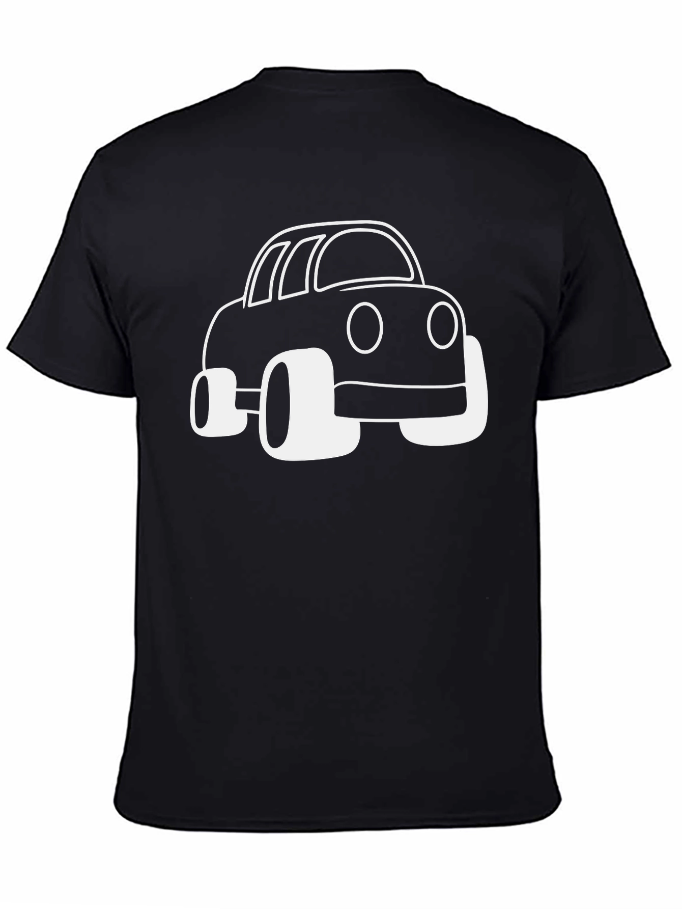 Black Cartoon Car Graphic Tee - Black Unisex Shirt view 4