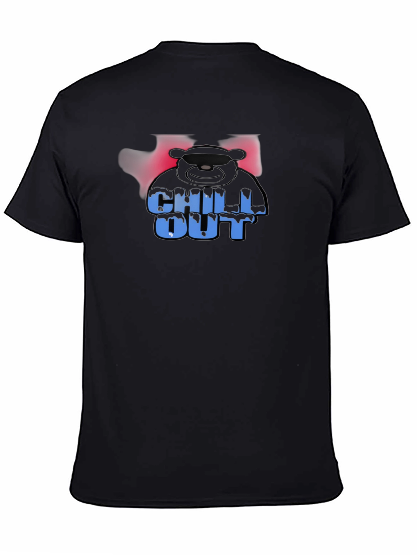 Black Chill Out Bear Graphic Black T-Shirt view 4