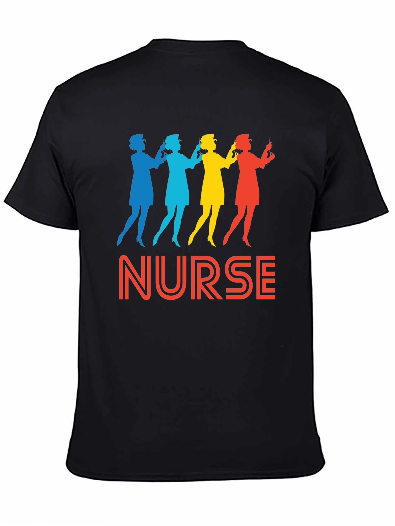 Black Nurse Silhouette Graphic Tee - Retro Style view 4