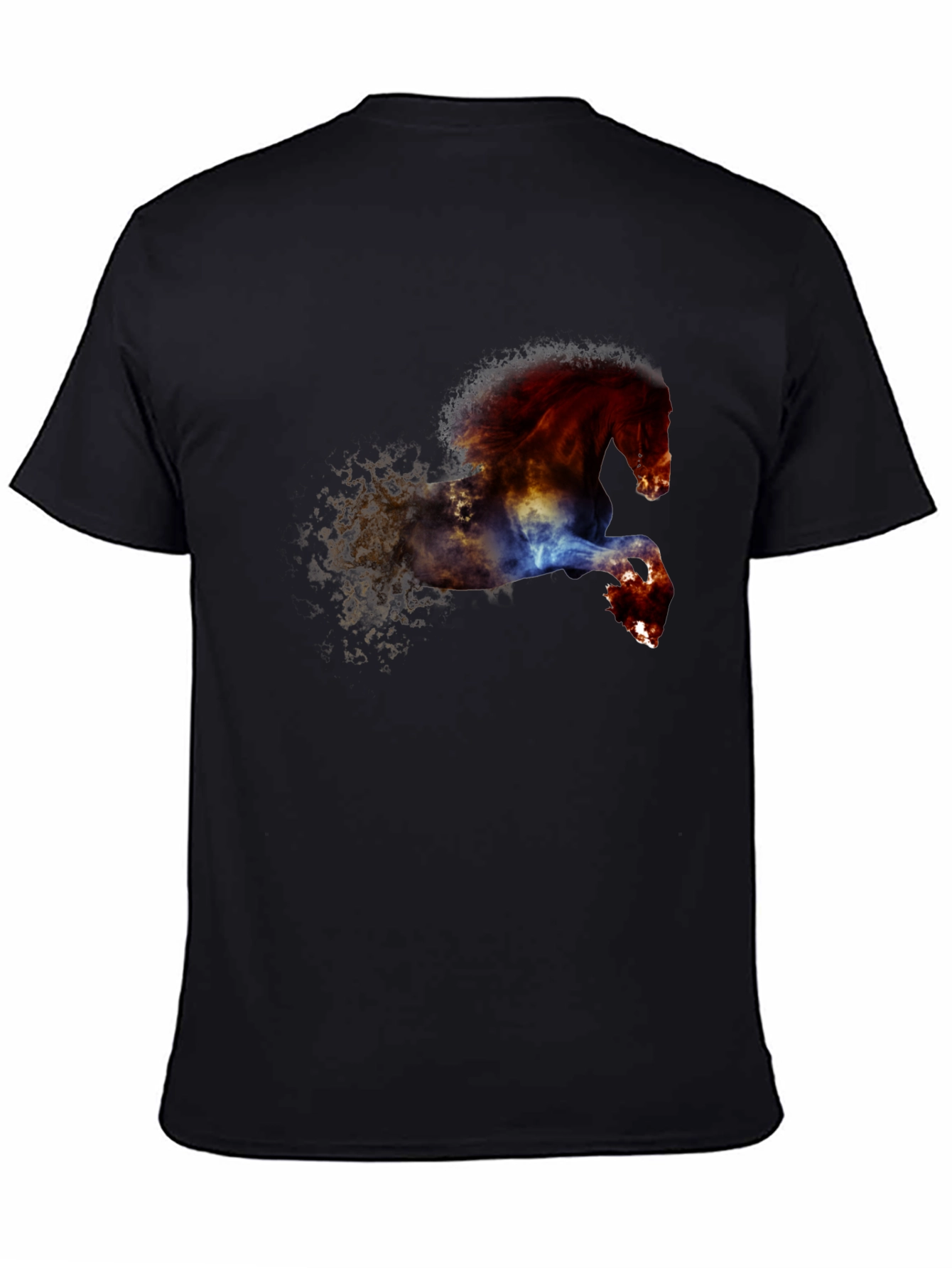 Black Fiery Horse Graphic Tee - Black Cotton Blend view 4