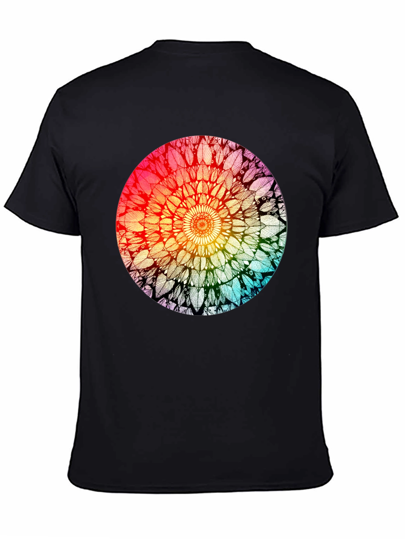 Black Rainbow Mandala Graphic T-Shirt - Unisex view 4