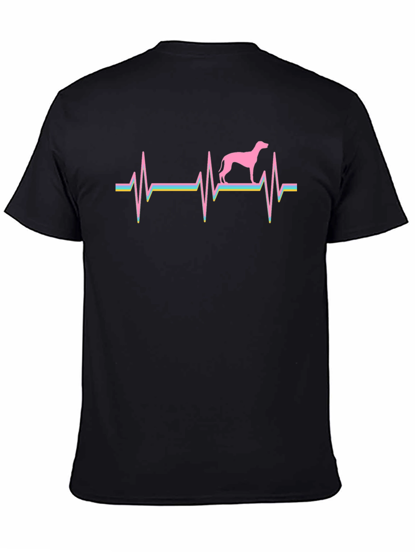 Black Dog Breed Heartbeat T-Shirt - Black view 4