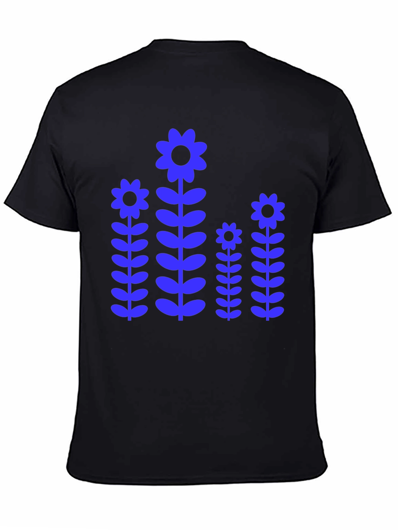 Black Blue Flower Power Graphic T-Shirt view 4