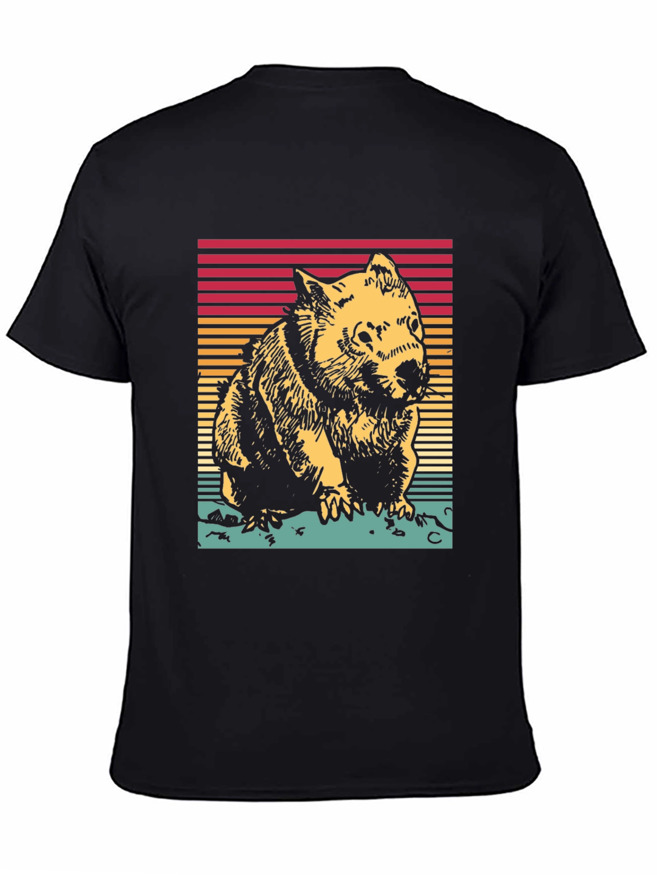 Black Retro Wombat T-Shirt - Classic Graphic Tee view 4