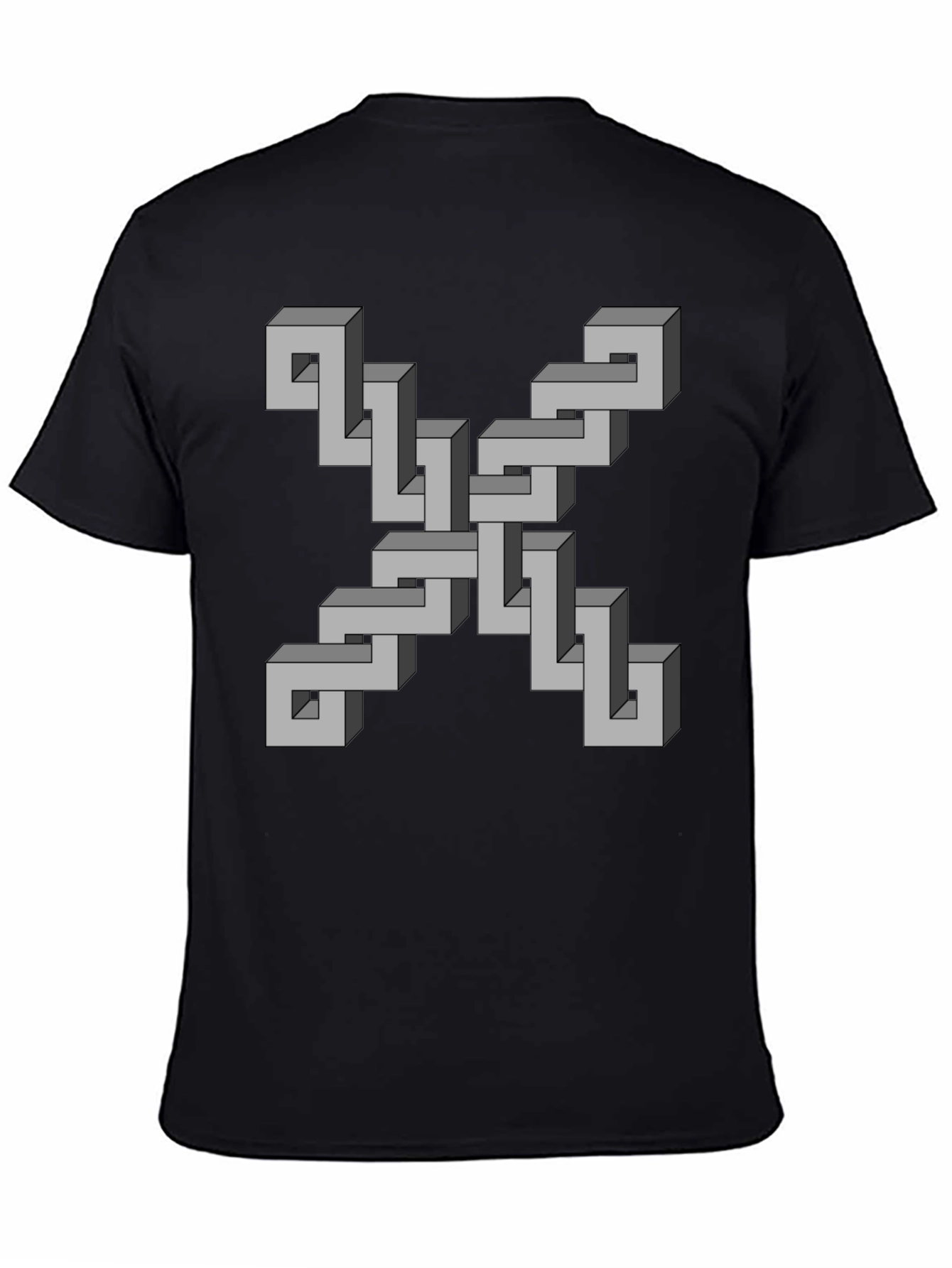 Black Optical Illusion Geometric T-Shirt view 4