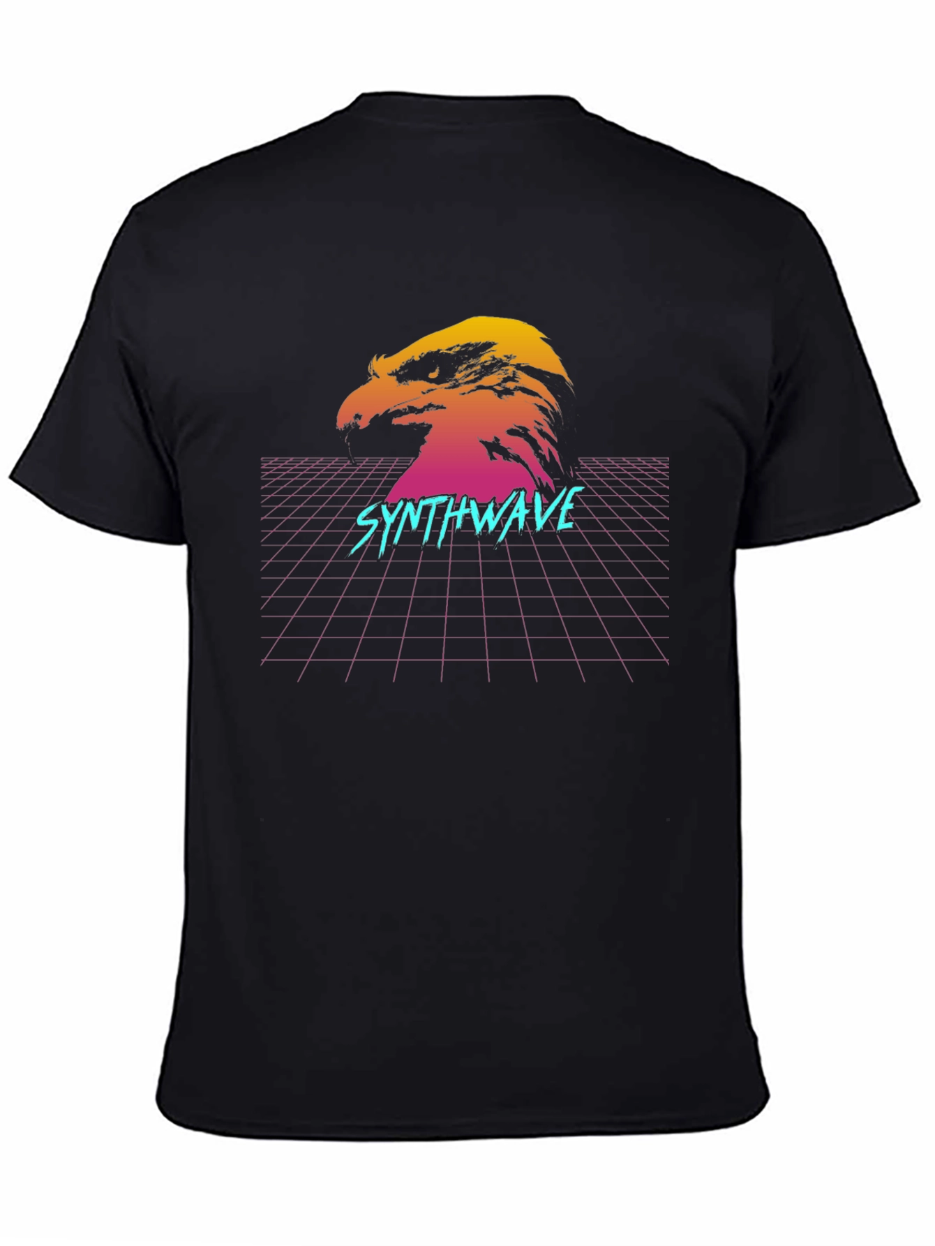 Black Synthwave Eagle Graphic T-Shirt - Retro Style view 4