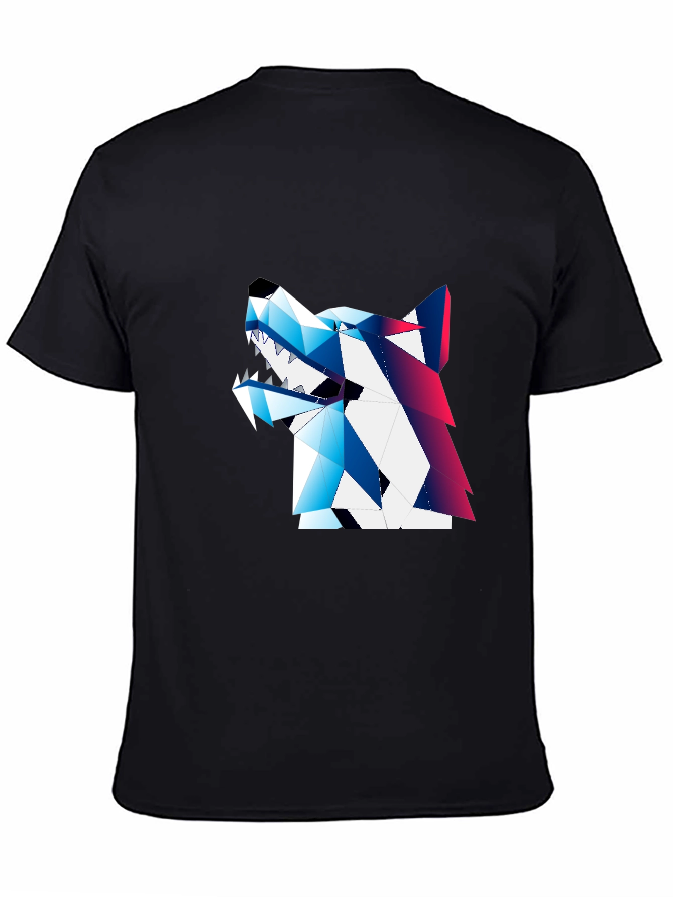 Black Geometric Wolf Graphic Tee - Modern Streetwear view 4