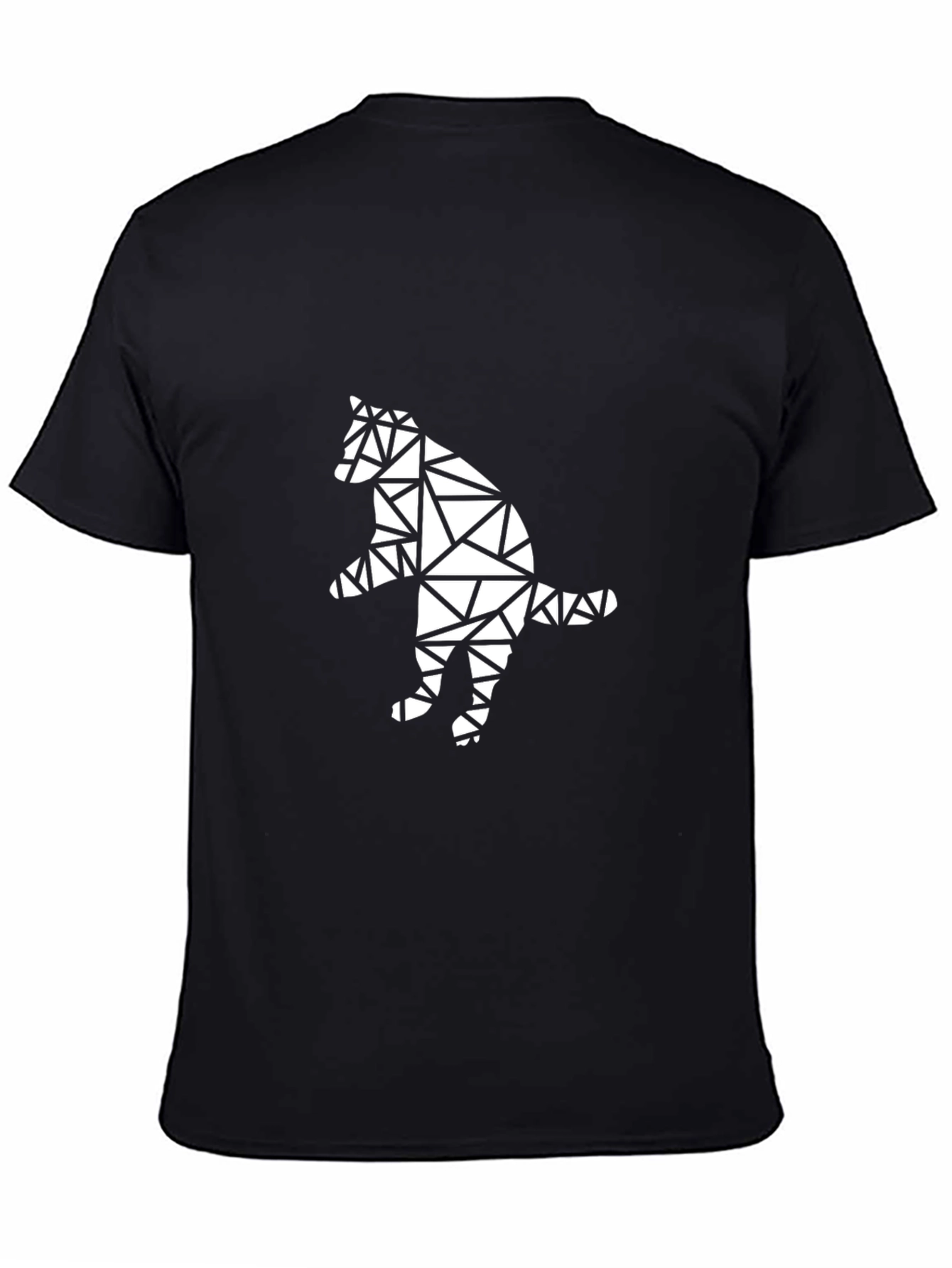 Black Geometric Cat Graphic Tee - Black Cotton T-Shirt view 4