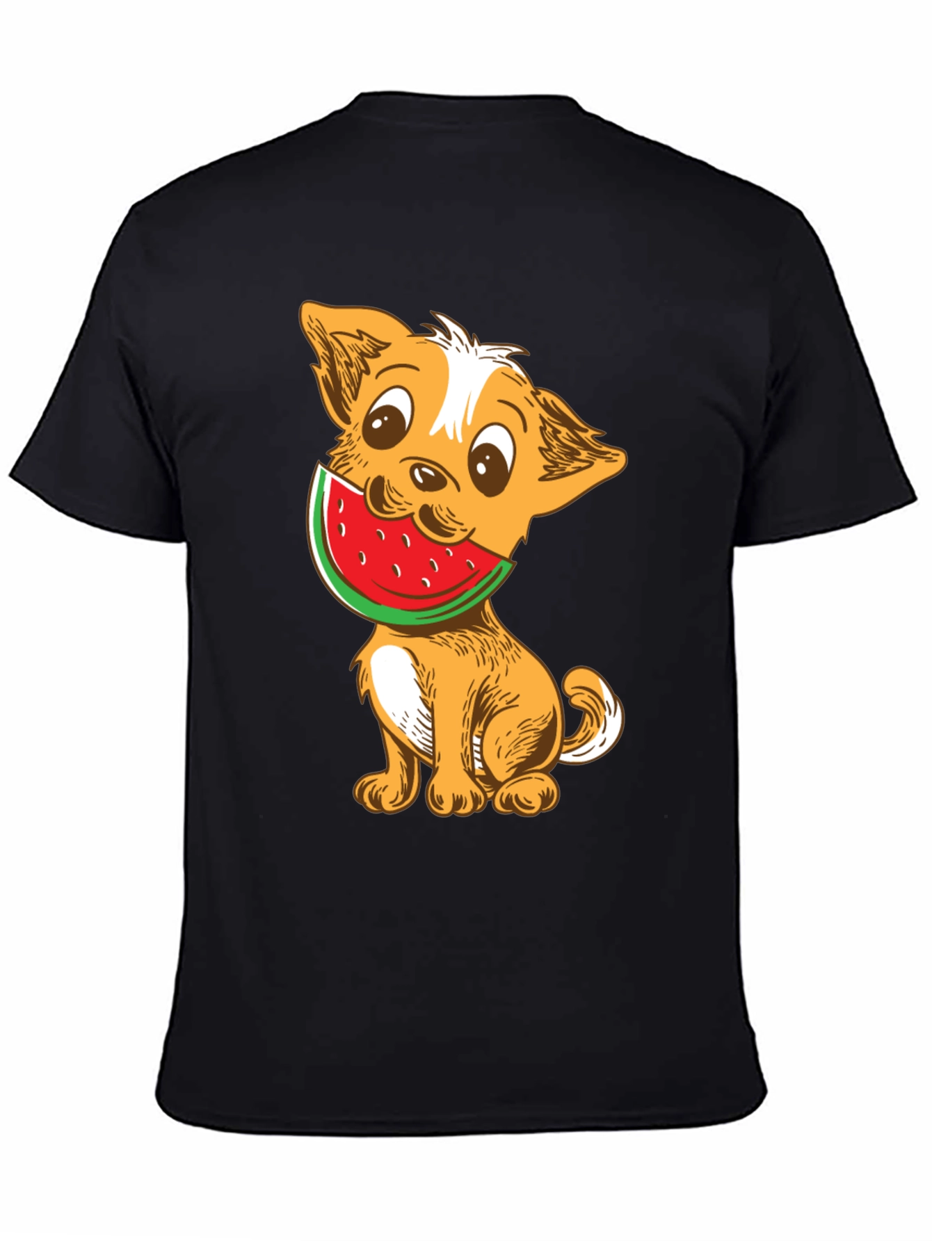 Black Dog with Watermelon Graphic T-Shirt view 4