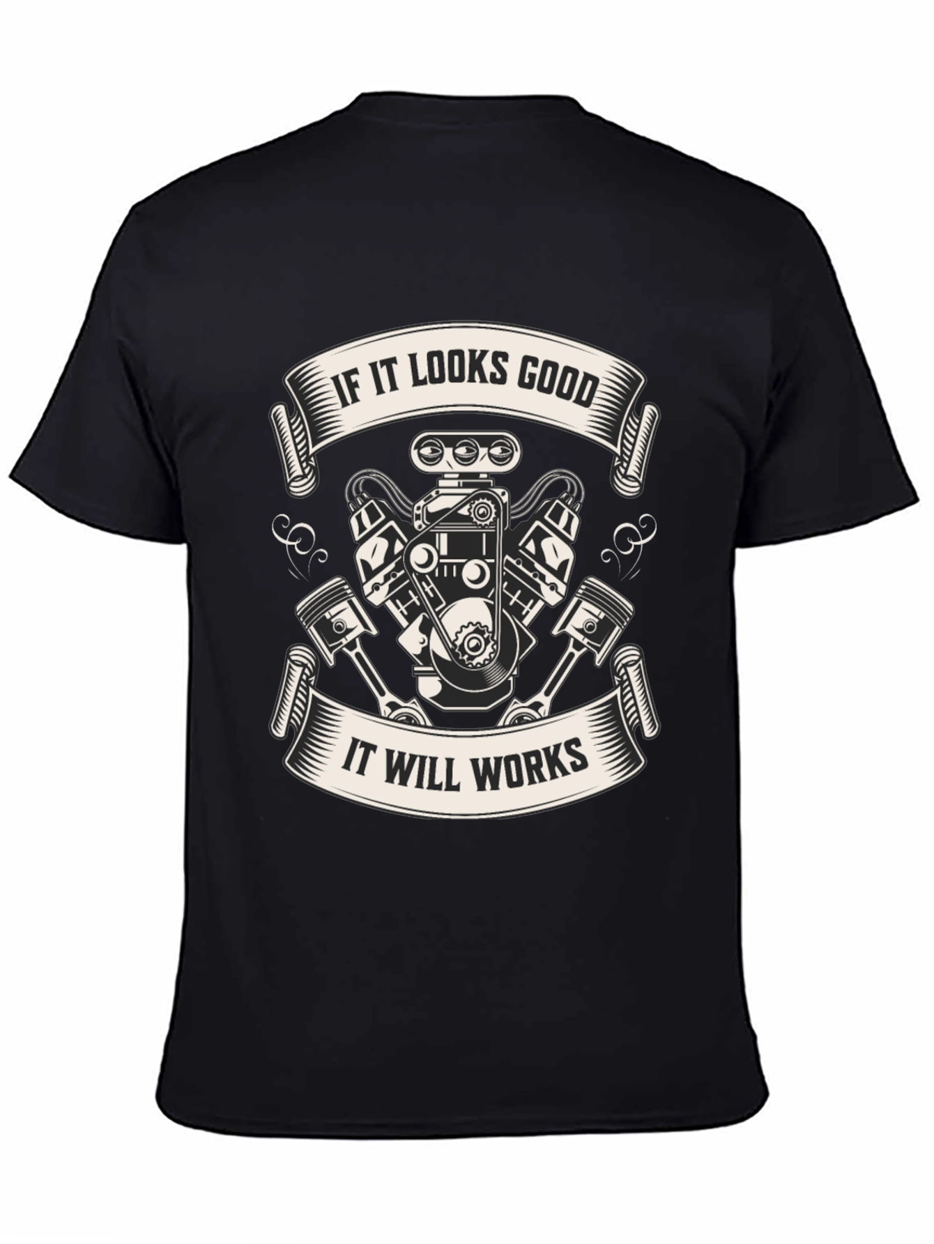 Black If It Looks Good Engine T-Shirt view 4