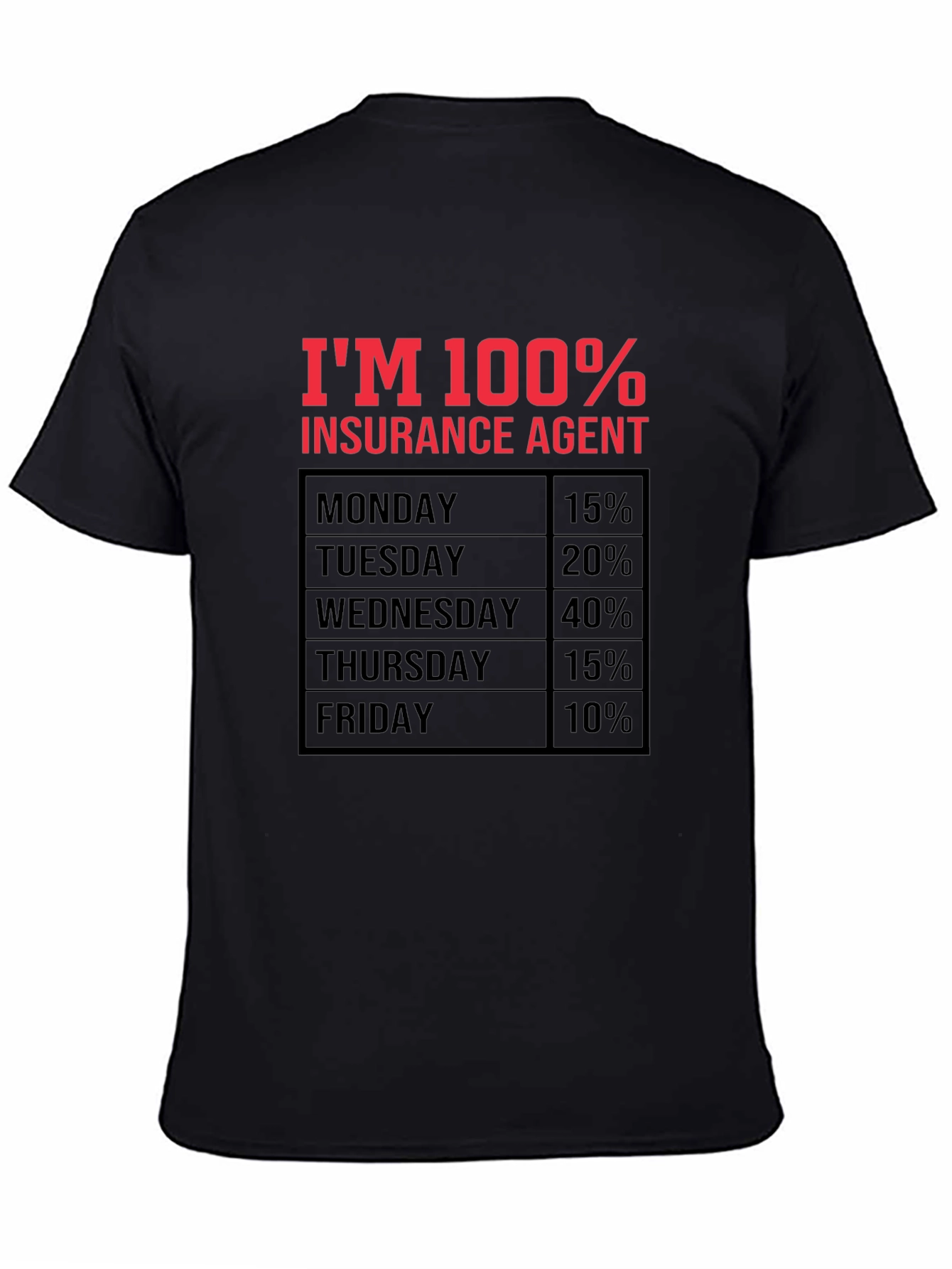 Black Funny Insurance Agent T-Shirt view 4