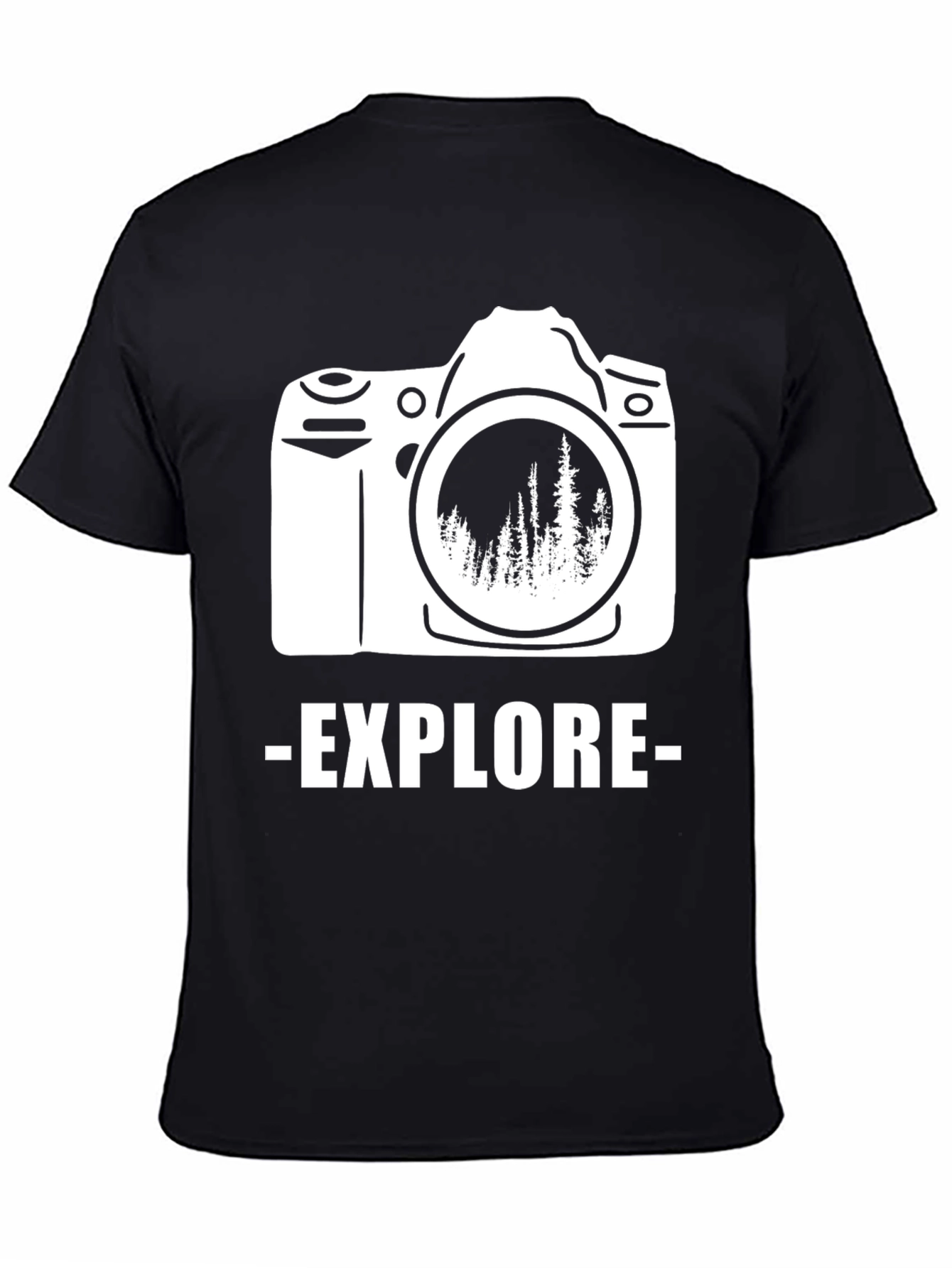 Black Explore Outdoors T-Shirt - Camera Design view 4