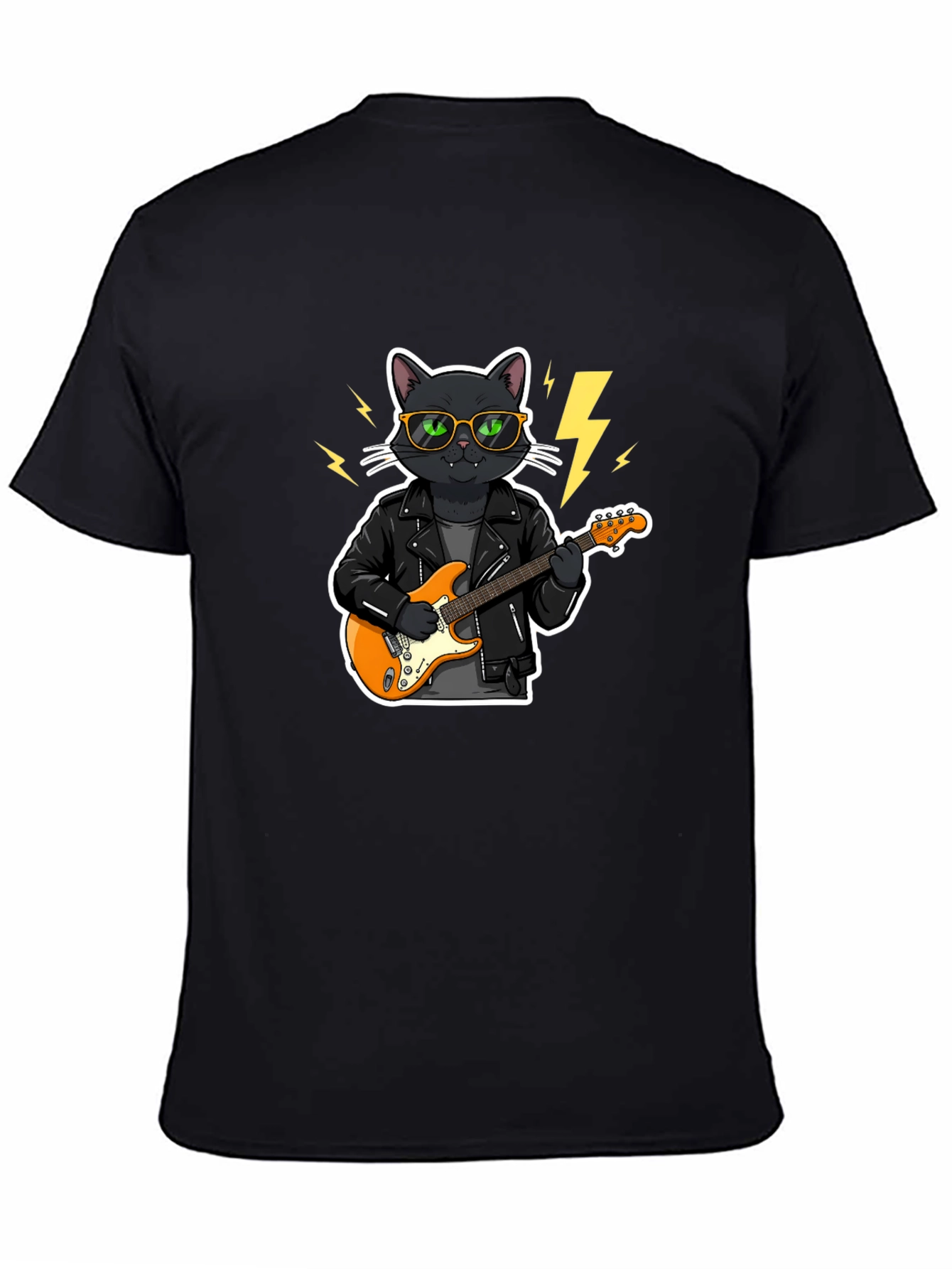 Black Cool Cat Rocker T-Shirt - Black view 4