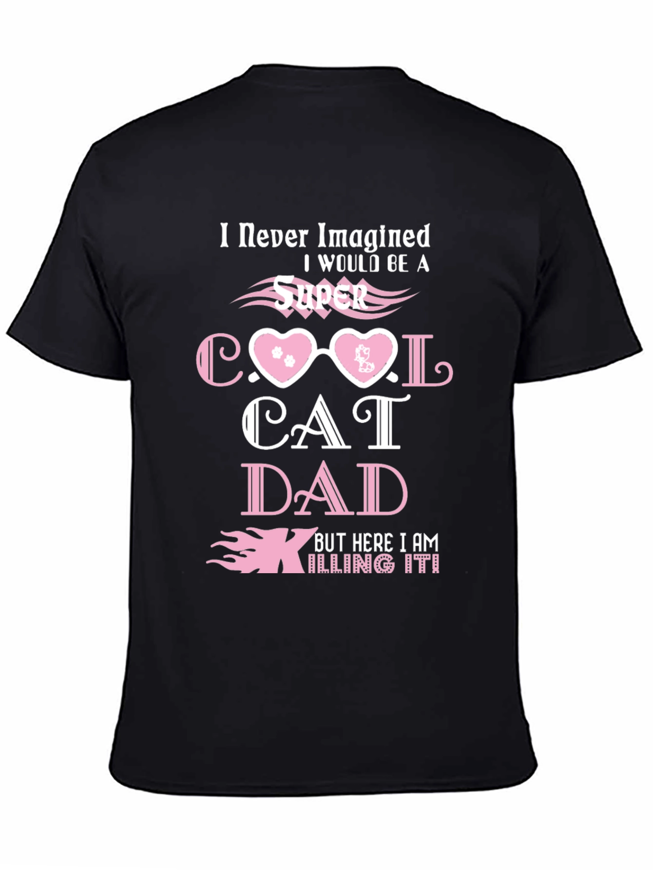 Black Super Cool Cat Dad T-Shirt view 4