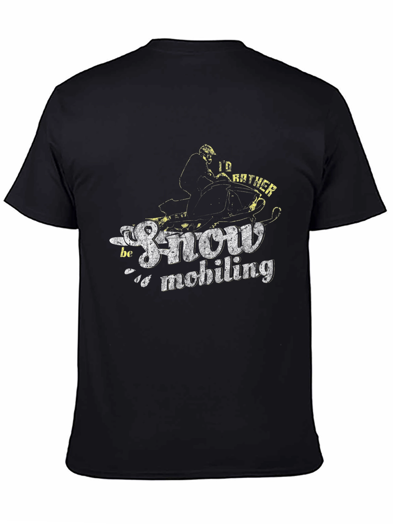 Black Snowmobiling T-Shirt - I'd Rather Be Snowmobiling! view 4