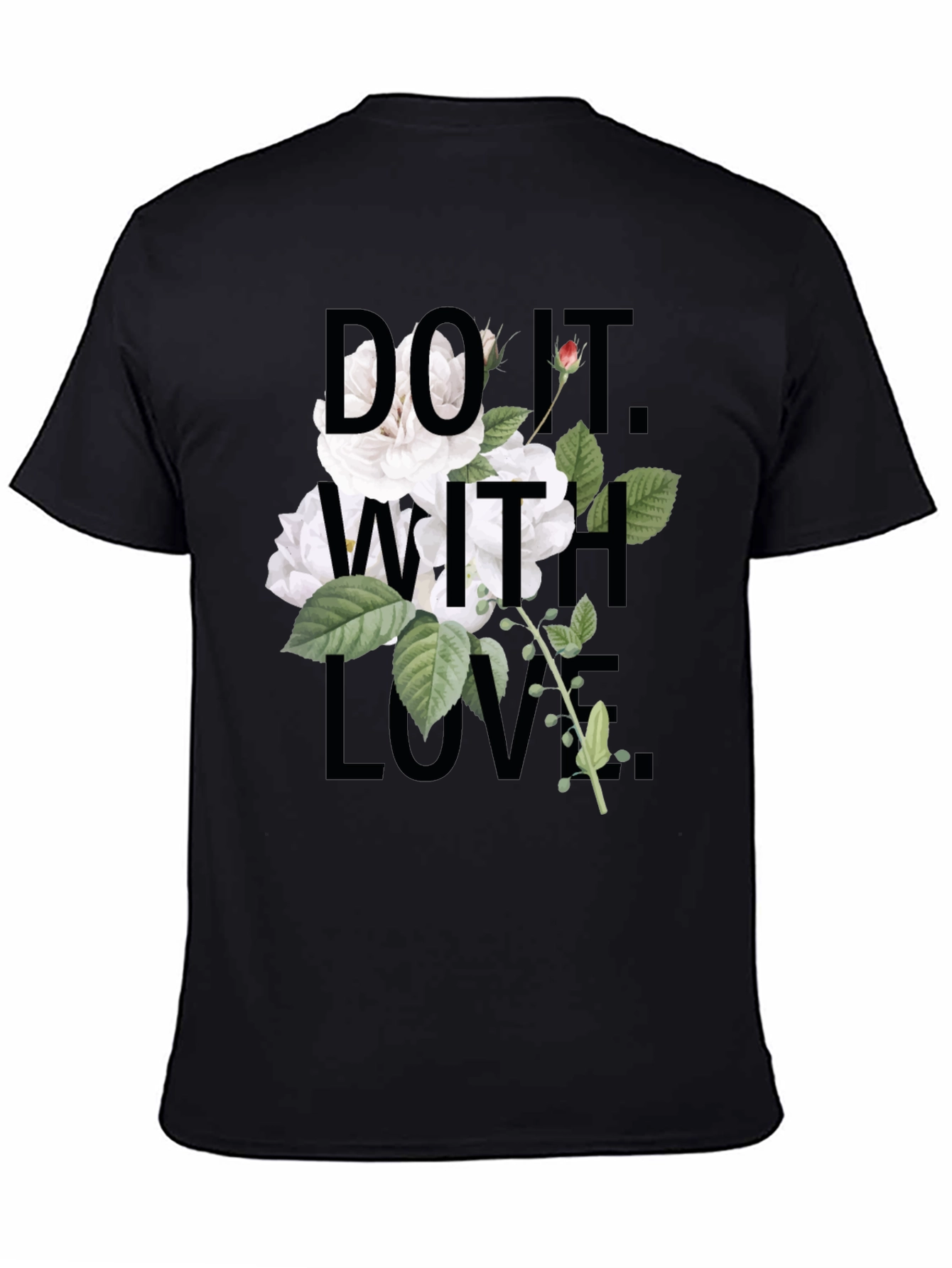 Black Floral 'Do It With Love' Black T-Shirt view 4