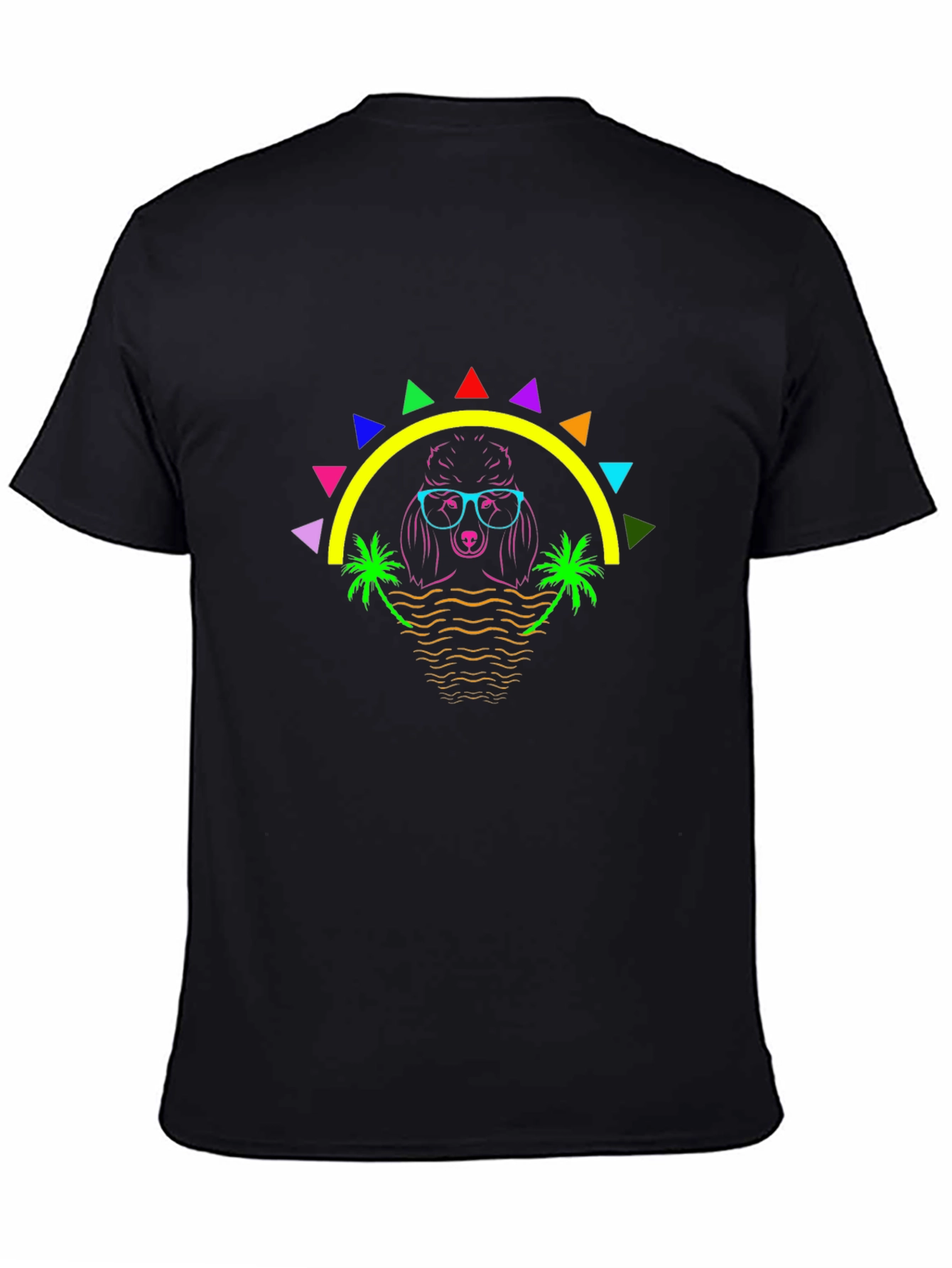 Black Neon Poodle Graphic Tee - Retro Summer Vibes view 4