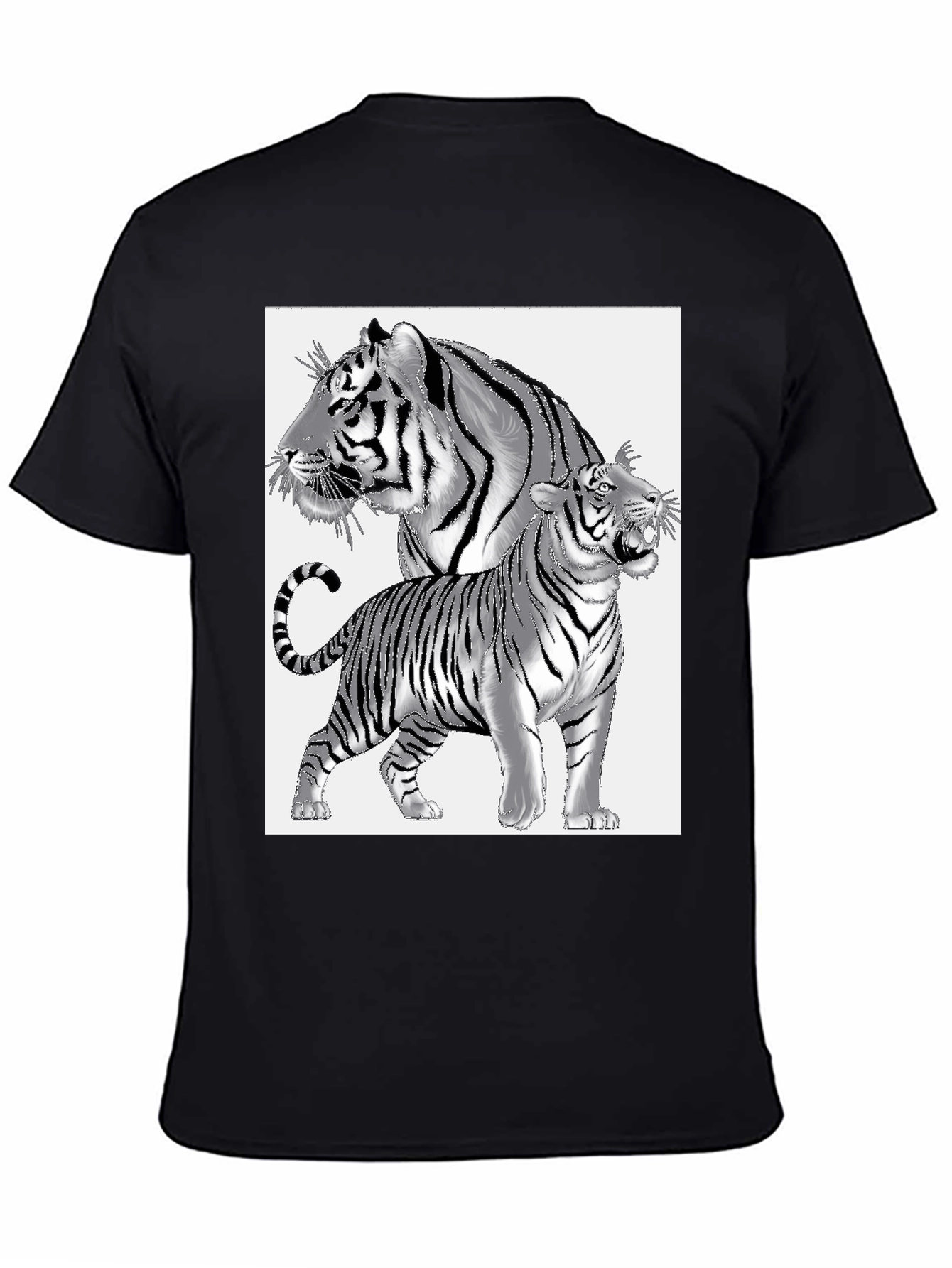 Black Tiger Graphic Print Men's Black T-Shirt view 4