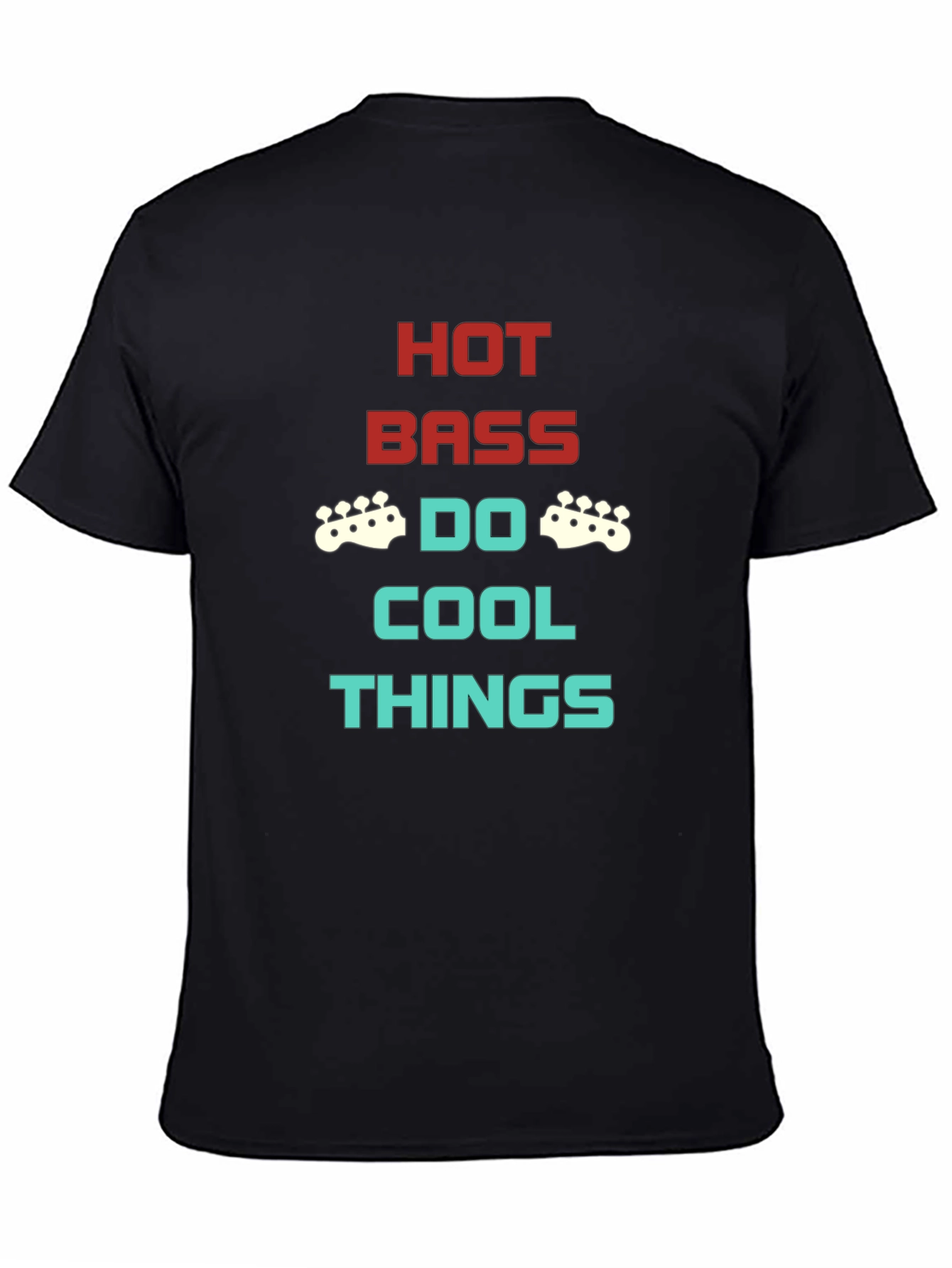 Black Hot Bass Cool Things Graphic Tee - Black Crew Neck T-Shirt view 4