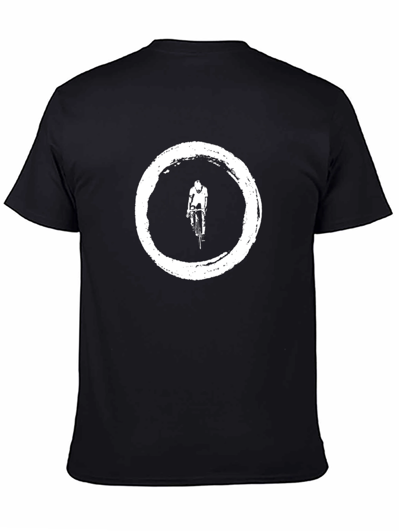 Black Zen Cyclist T-Shirt: Distressed Circle Bike Graphic Tee view 4
