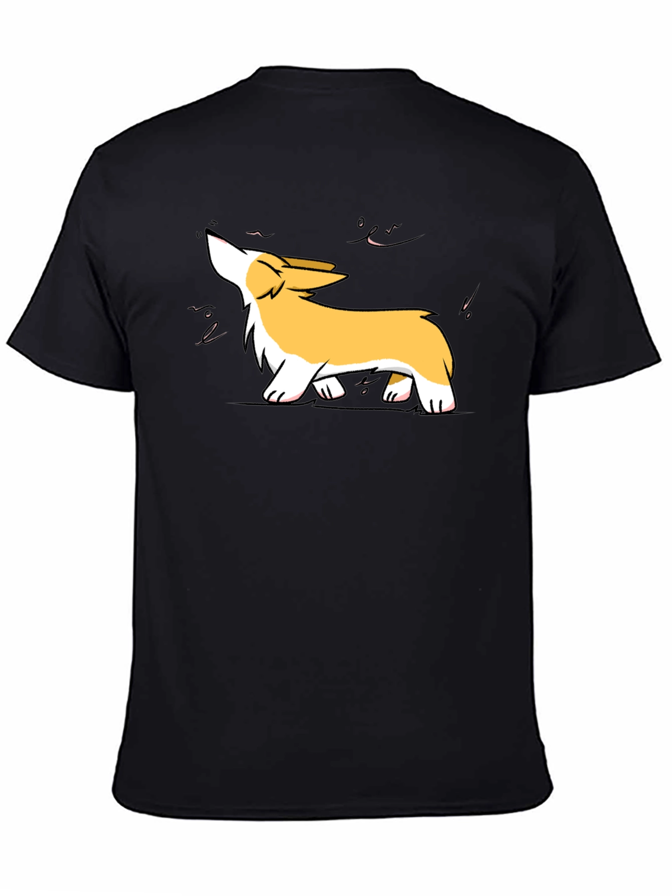 Black Corgi Howl Graphic Tee - Black Cotton Blend view 4