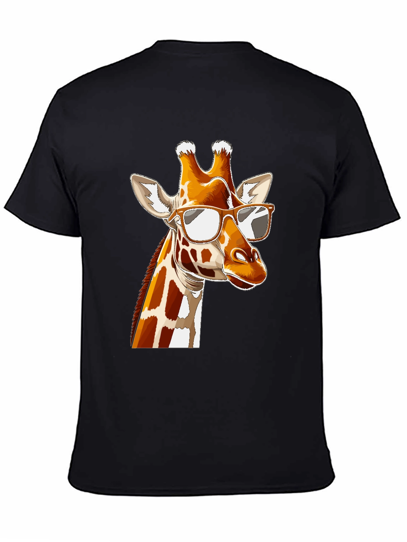 Black Cool Giraffe Graphic Tee - Black Cotton T-Shirt view 4