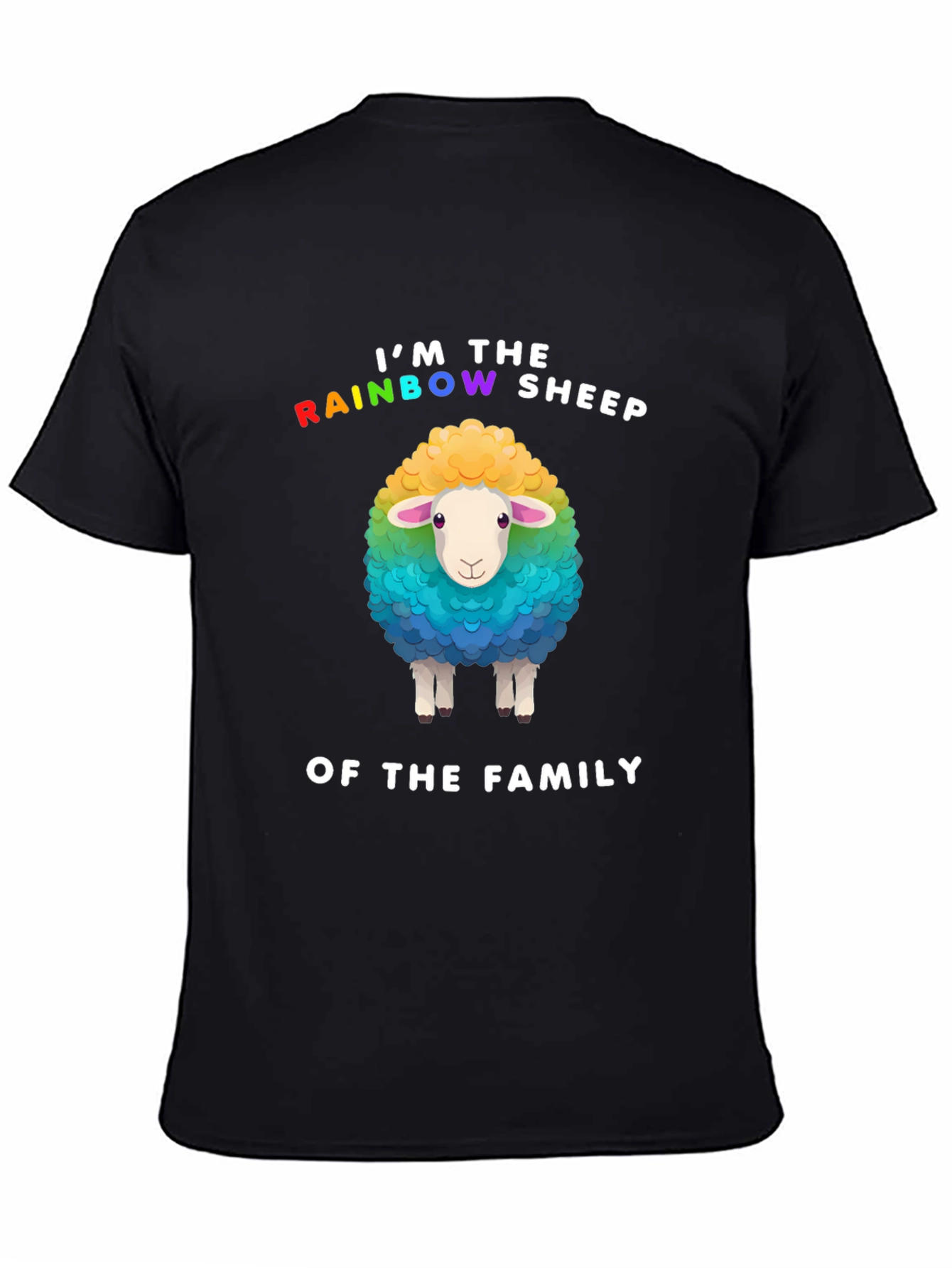Black Rainbow Sheep Family Pride T-Shirt view 4
