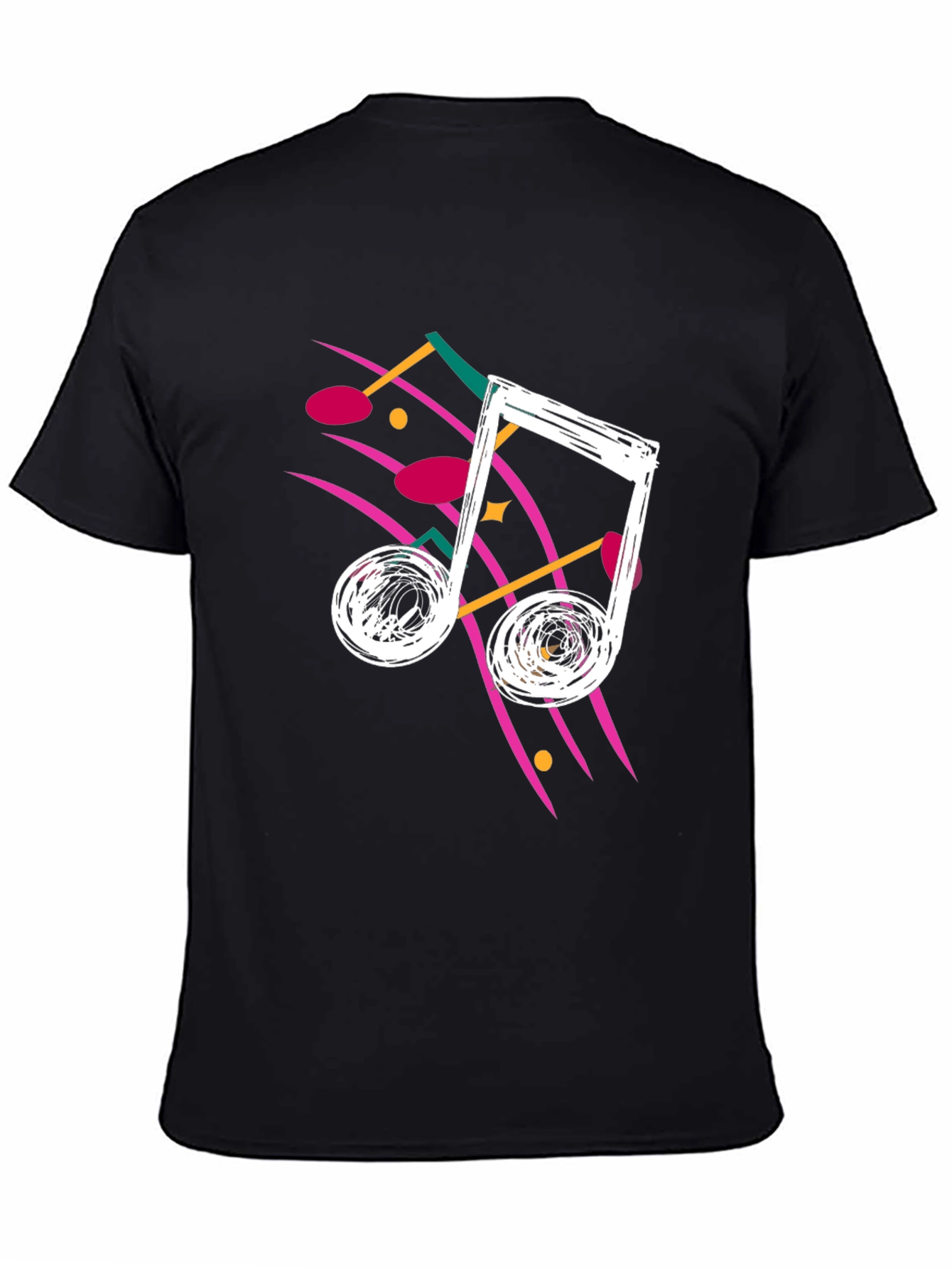 Black Retro 80s Music Note Graphic T-Shirt view 4