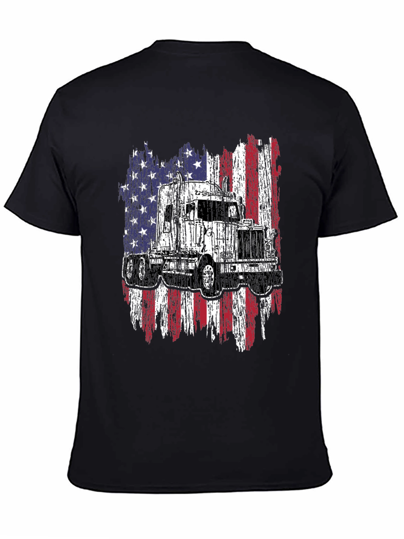 Black Trucker USA Flag Graphic T-Shirt view 4