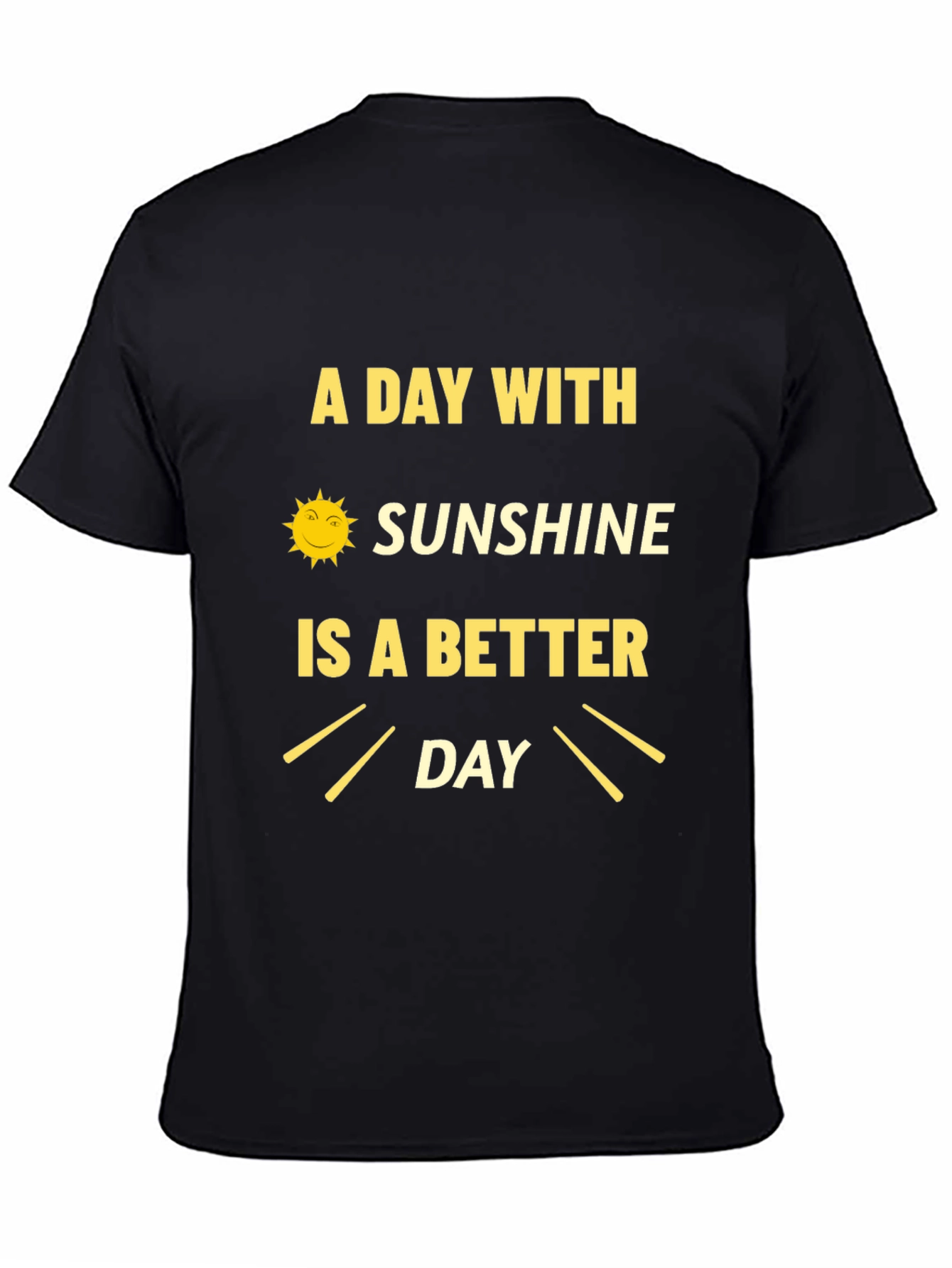 Black Sunshine Day Graphic Tee - Black Cotton T-Shirt view 4