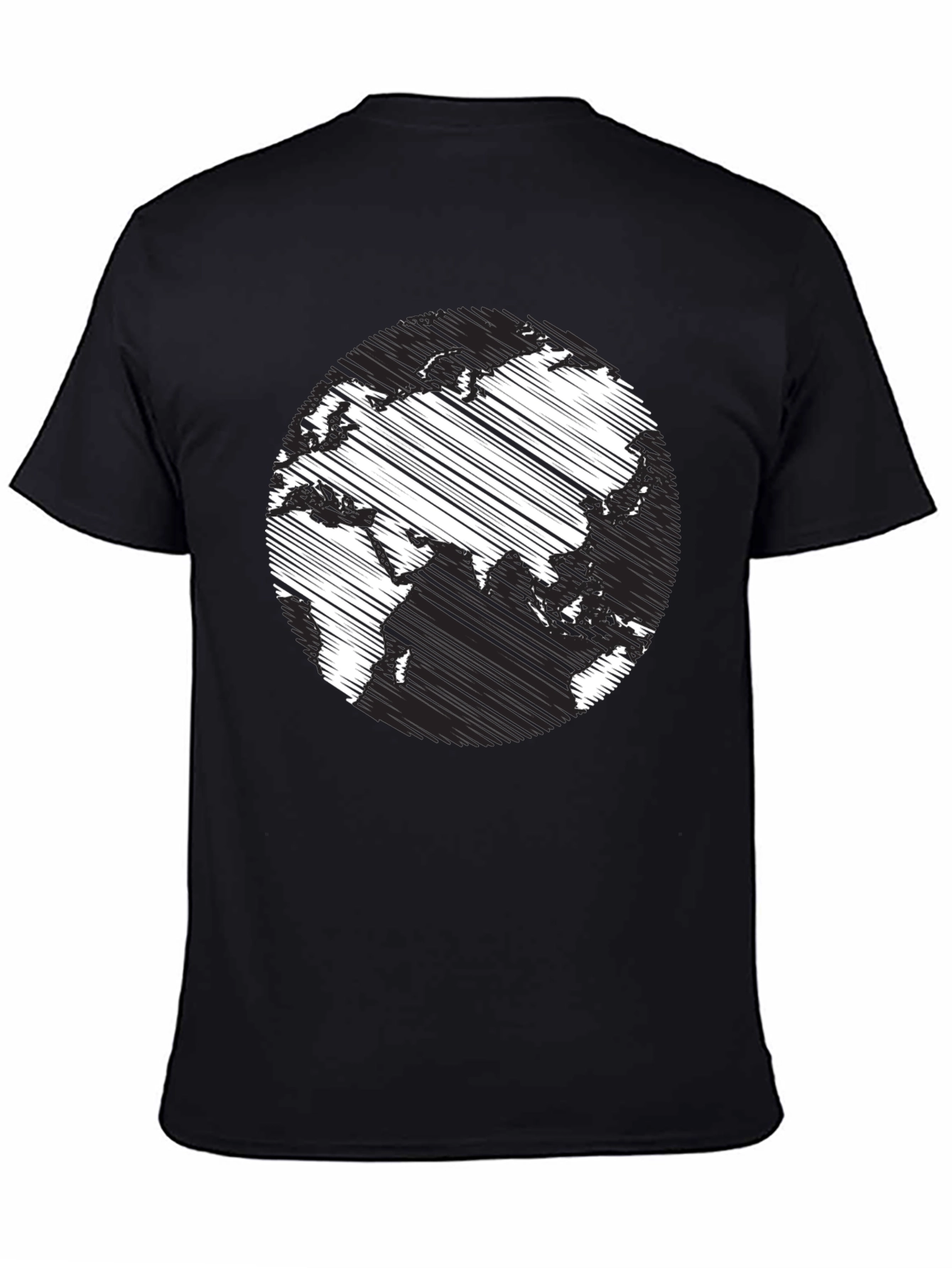 Black Earth Scribble Print Crew Neck Tee - Casual Black T-Shirt view 4