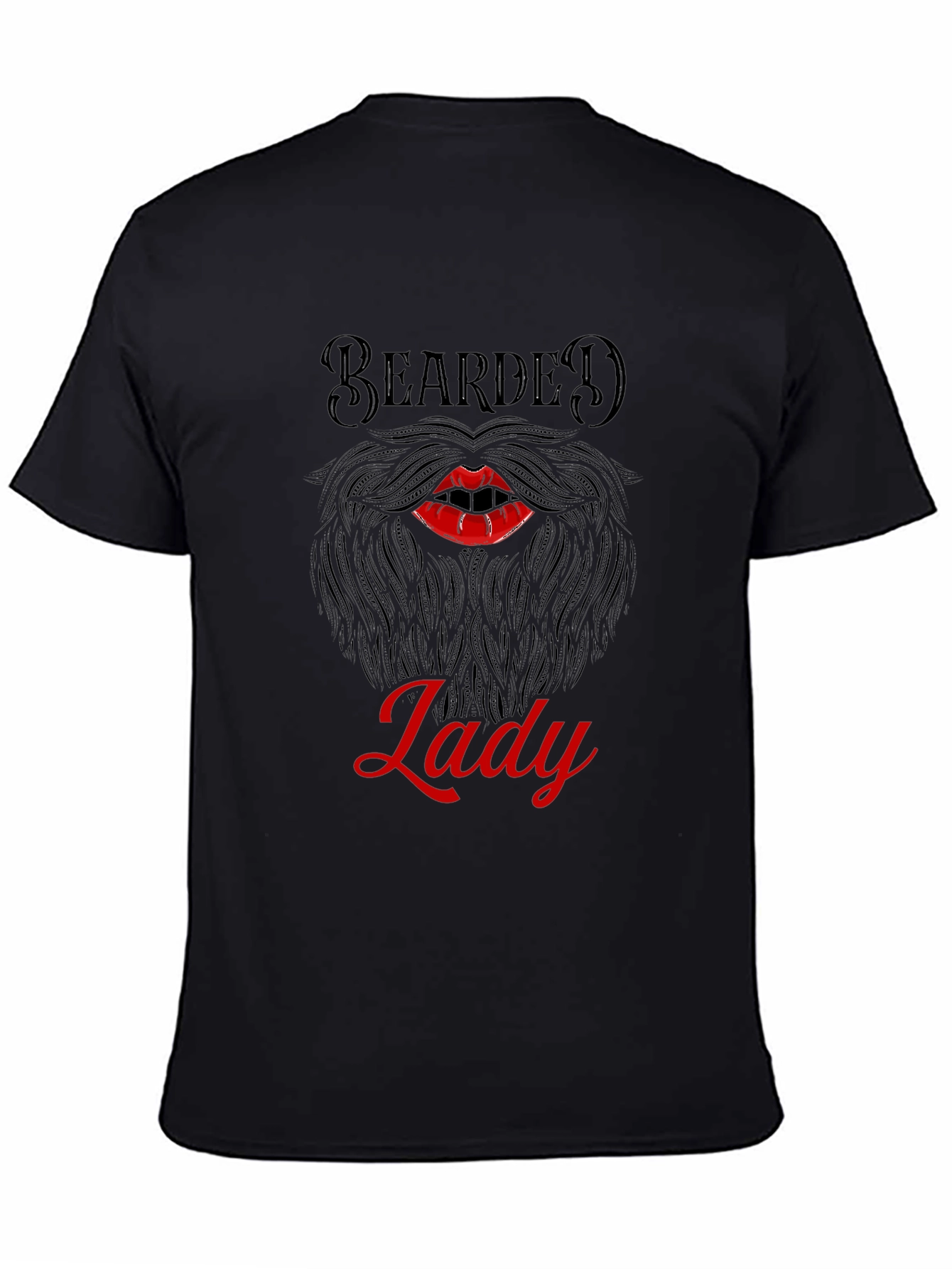 Black Bearded Lady Graphic Tee - Unisex Novelty Shirt view 4