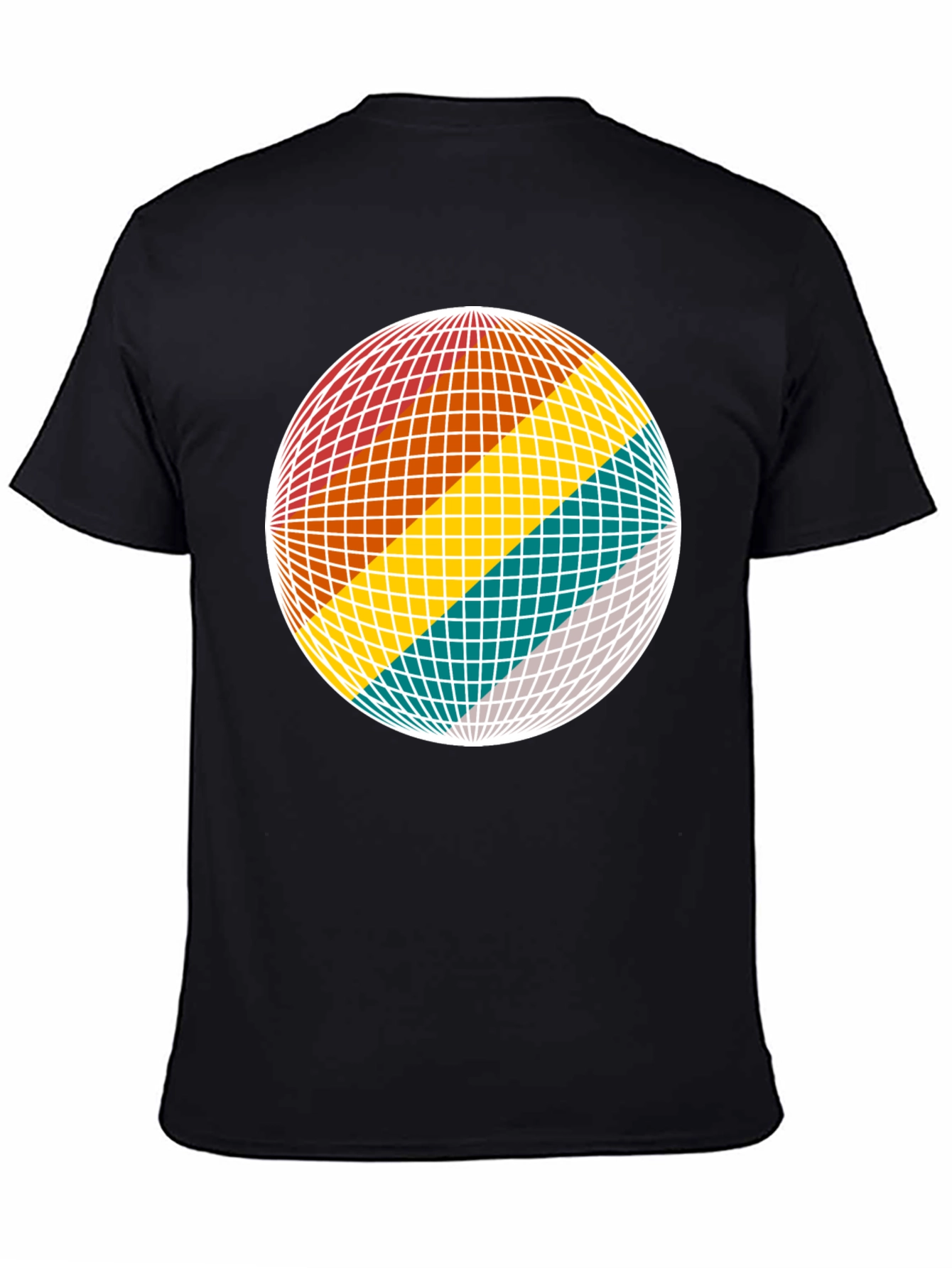 Black Retro Sphere Graphic Tee - Black Cotton Blend view 4