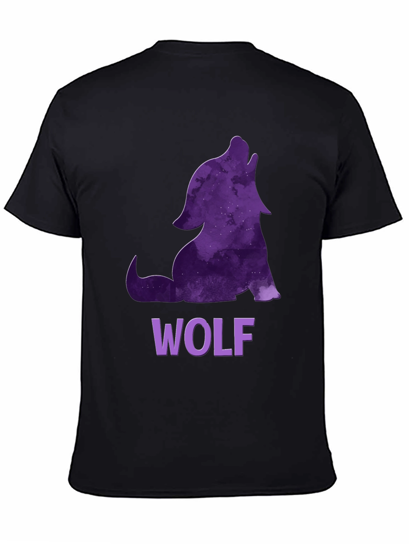 Black Wolf Galaxy T-Shirt - Men's Black Tee view 4