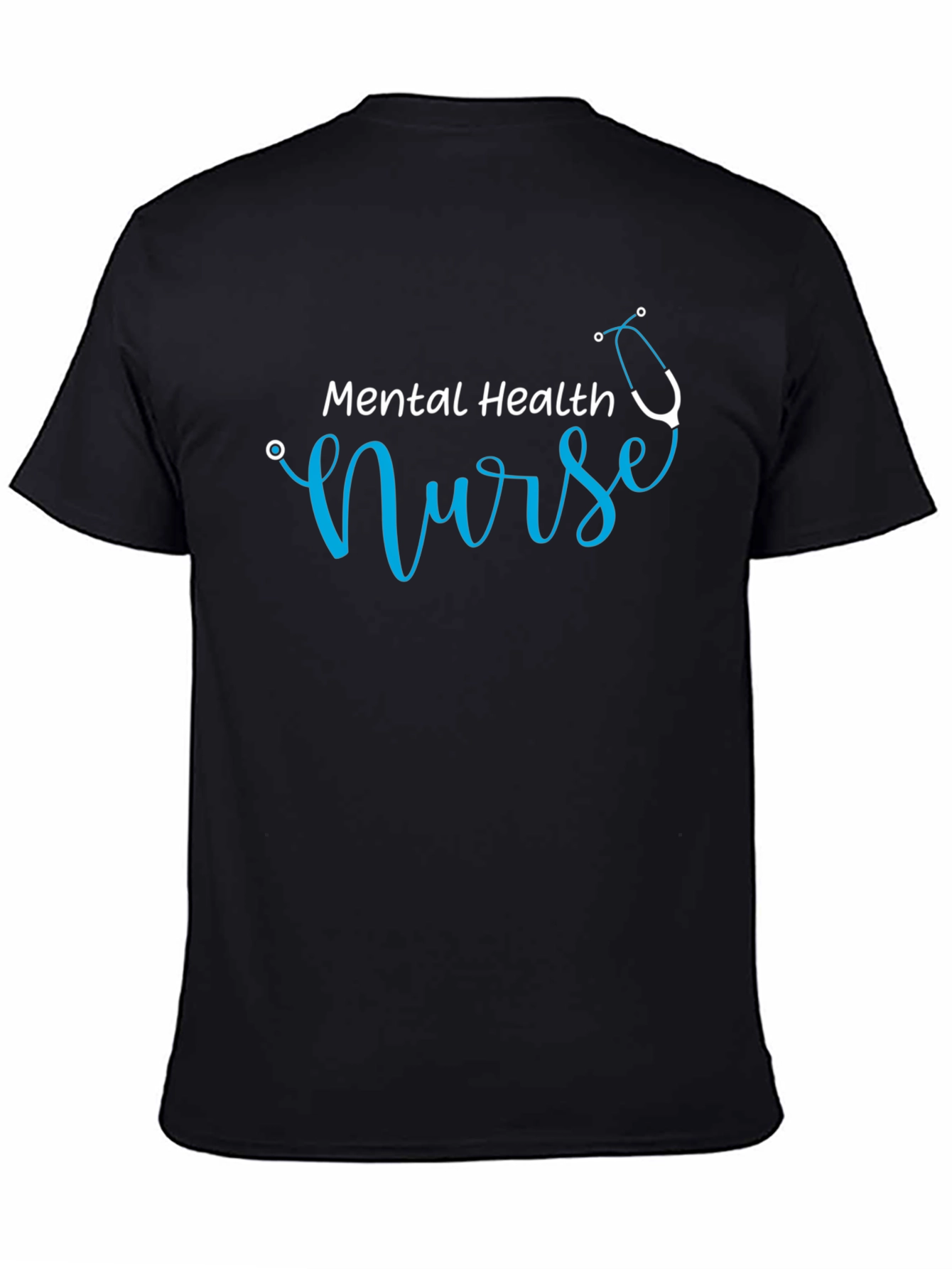 Black Mental Health Nurse Graphic Tee - Unisex Black T-Shirt view 4