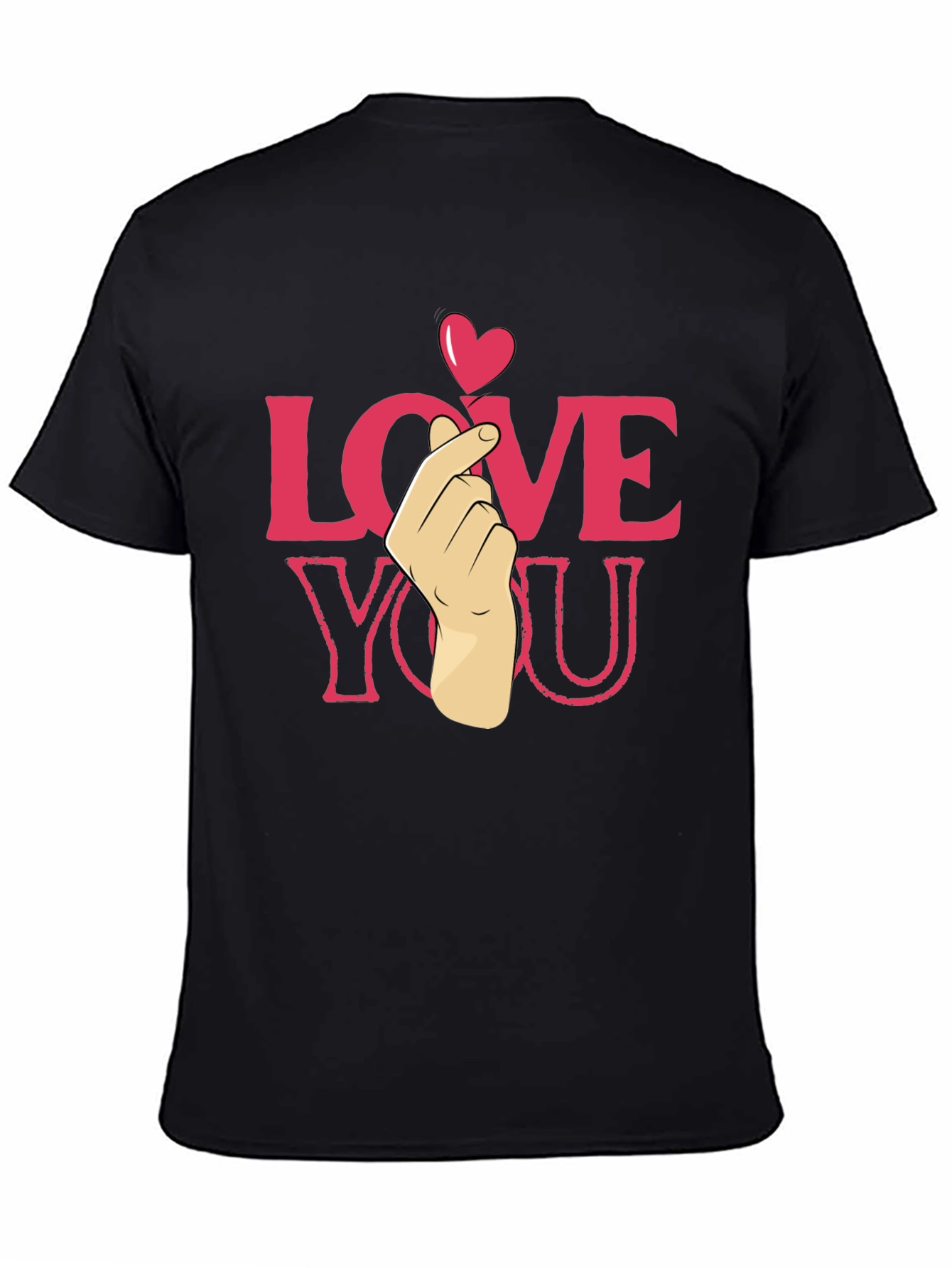 Black Love You Heart Finger T-Shirt - Cute & Trendy view 4