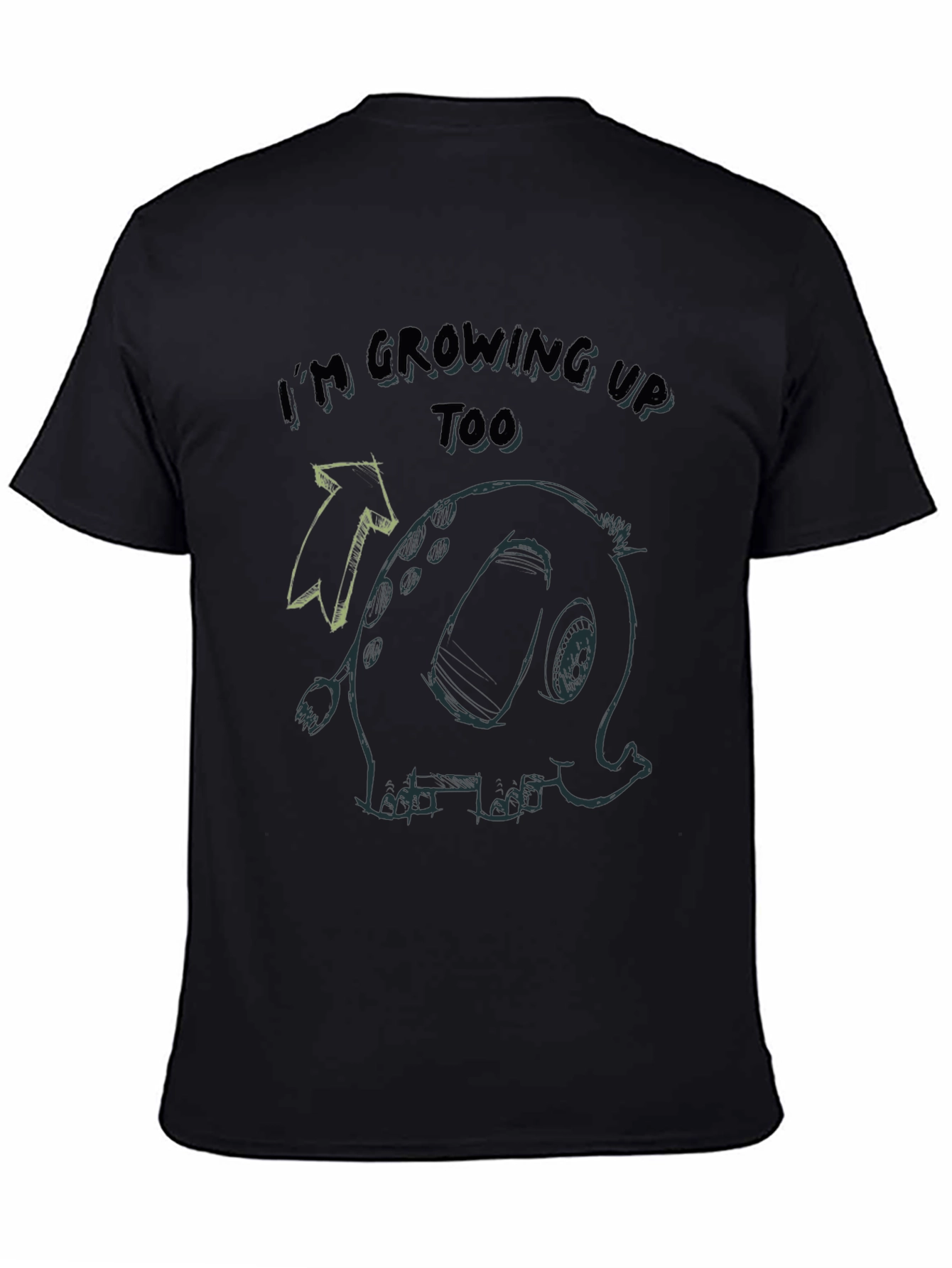 Black Growing Up Tee - Elephant Cartoon Black T-Shirt view 4
