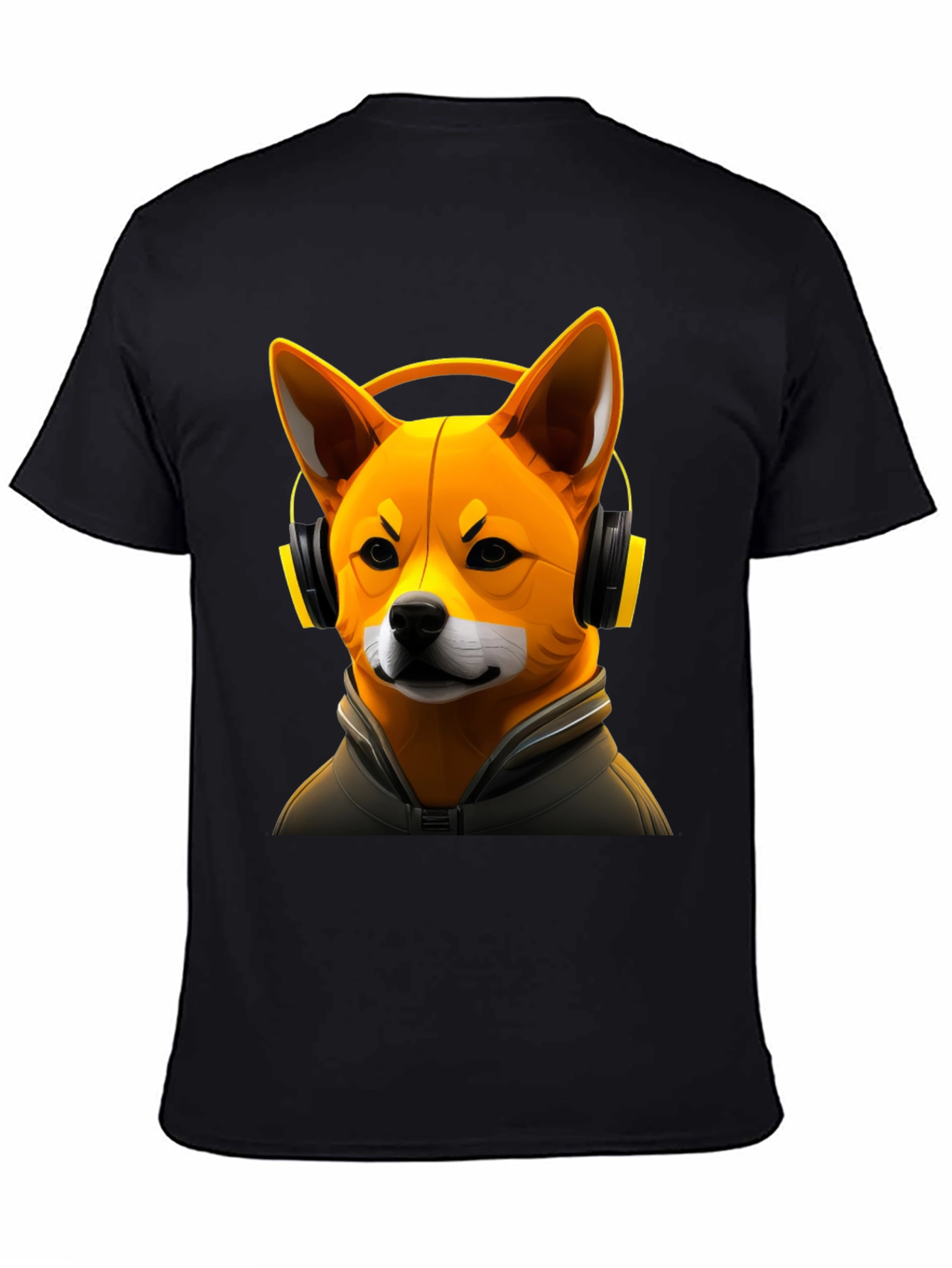 Black Dog DJ Graphic Tee - Shiba Inu with Headphones view 4