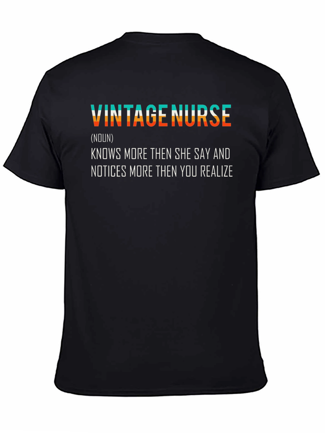 Black Vintage Nurse T-Shirt - Knows More Funny Gift view 4
