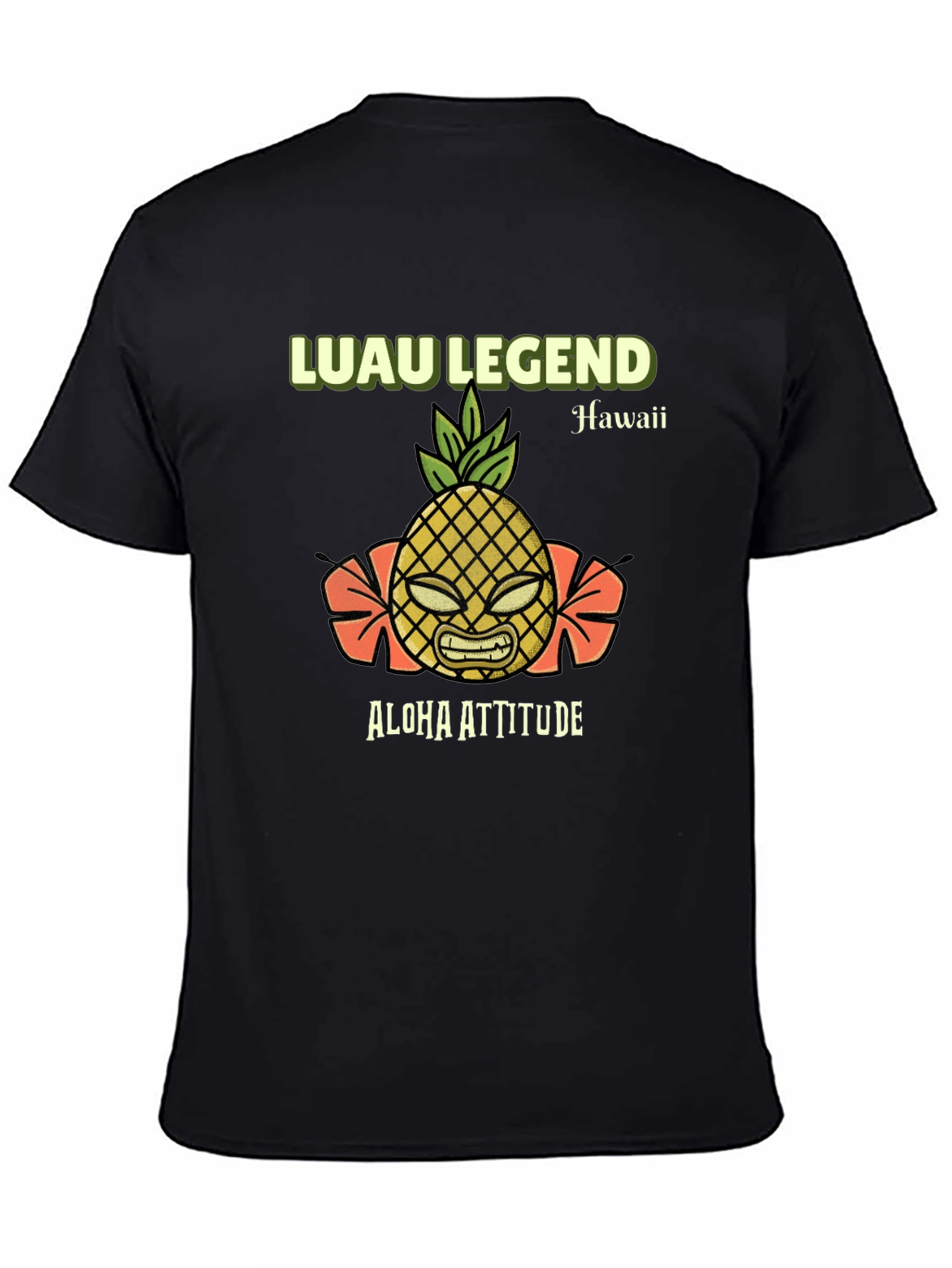 Black Luau Legend Aloha Attitude Graphic T-Shirt view 4