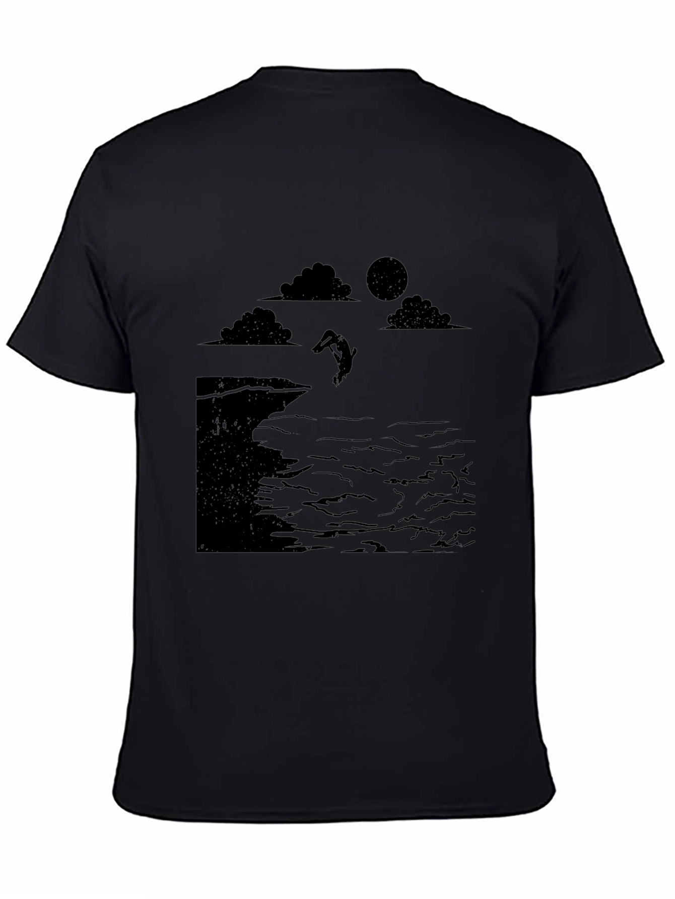Black Black Cliff Diver Graphic Tee - Unique Design view 4