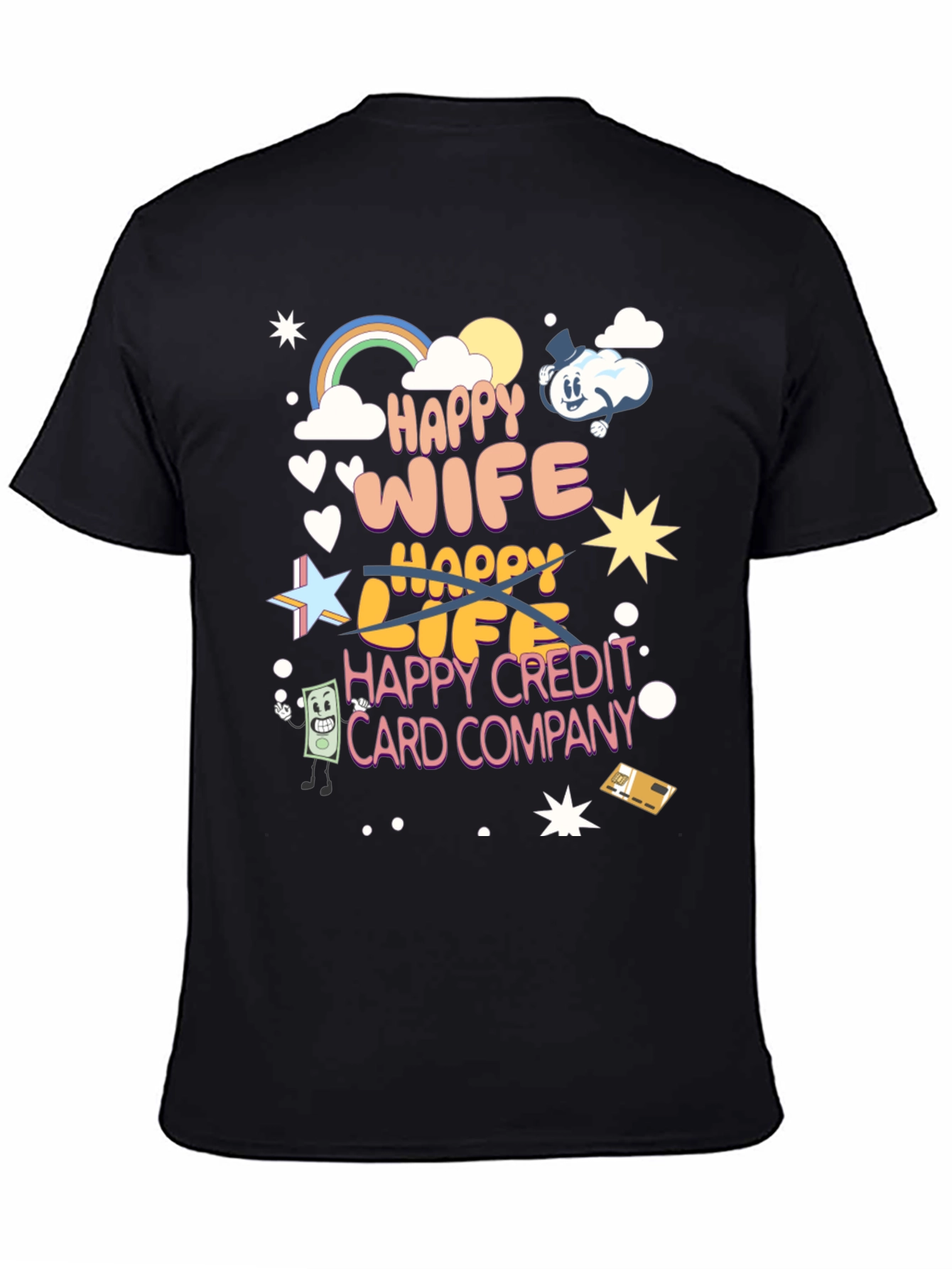 Black Happy Wife Happy Life T-Shirt view 4