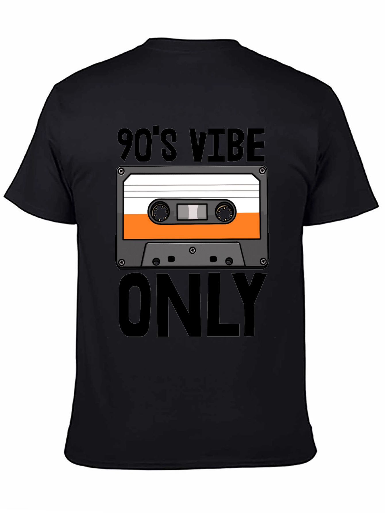 Black 90's Vibe Only Cassette Tape T-Shirt - Retro Style Tee view 4