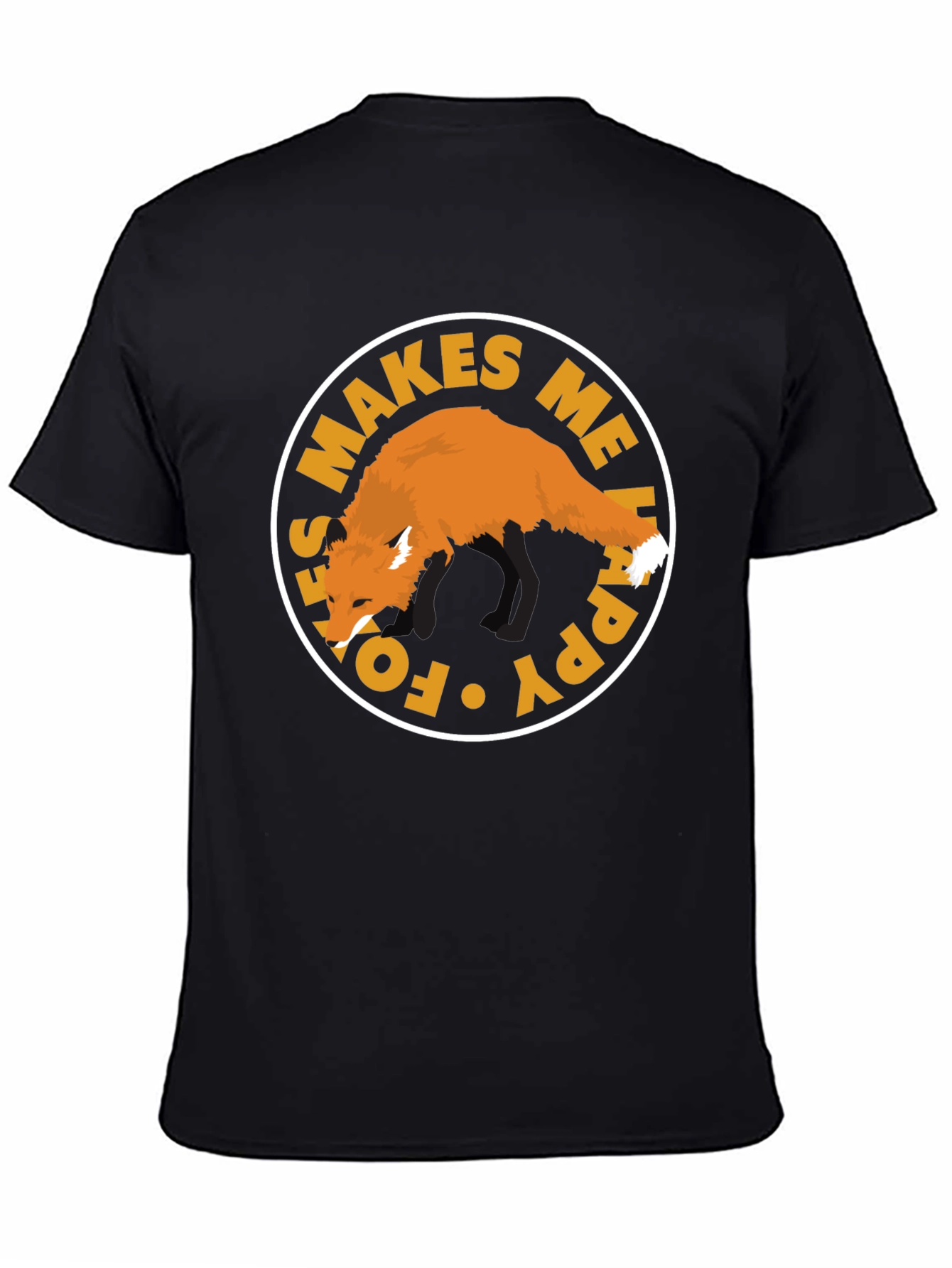 Black Fox Makes Me Happy Graphic T-Shirt view 4