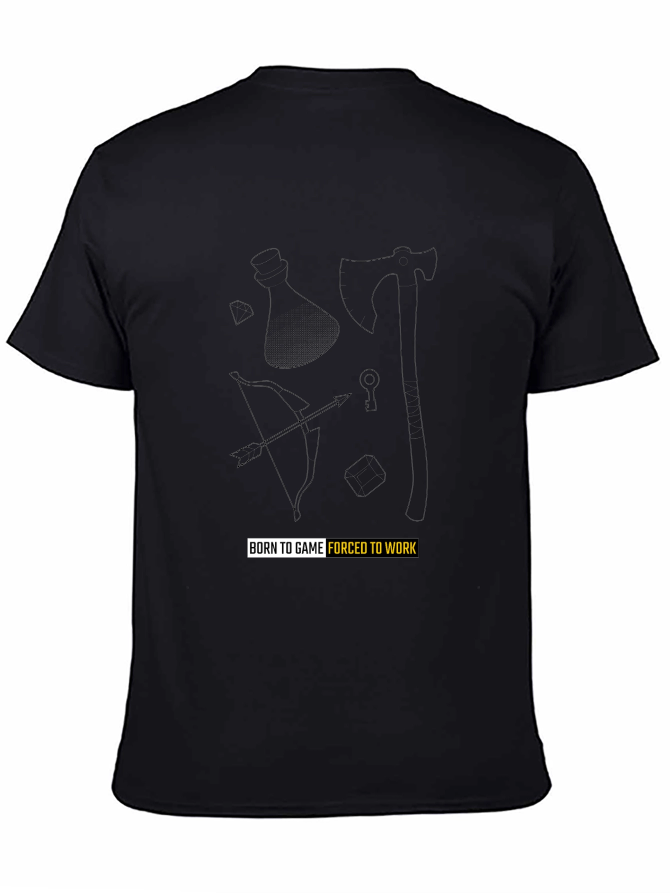 Black Born to Game T-Shirt view 4